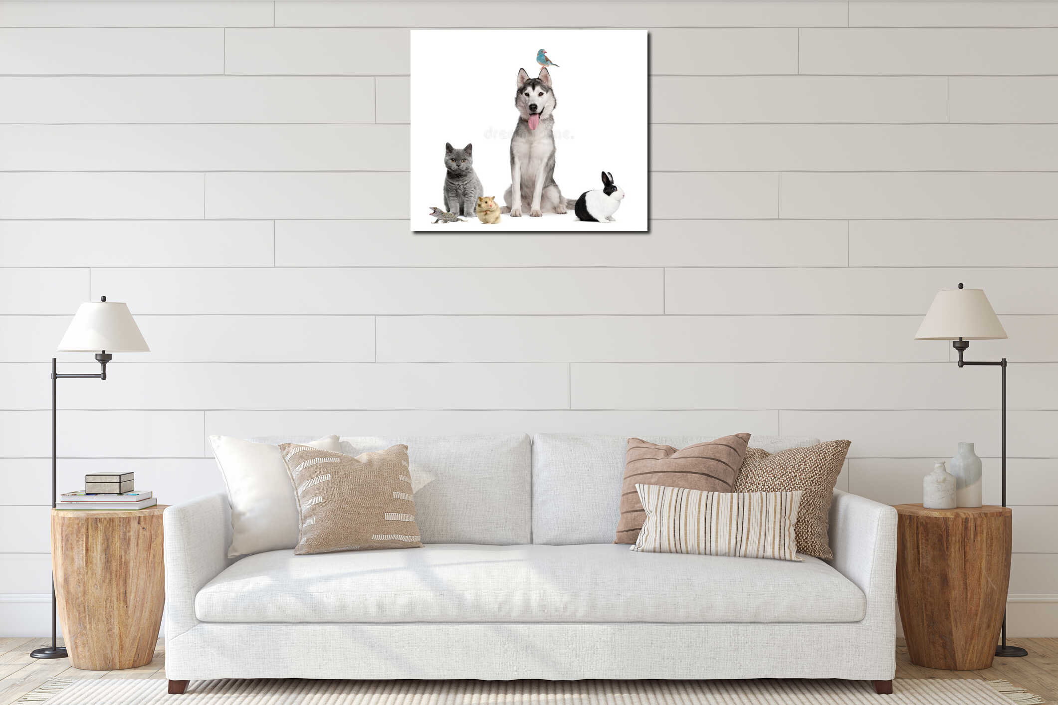 Canvas hanging interior mockup