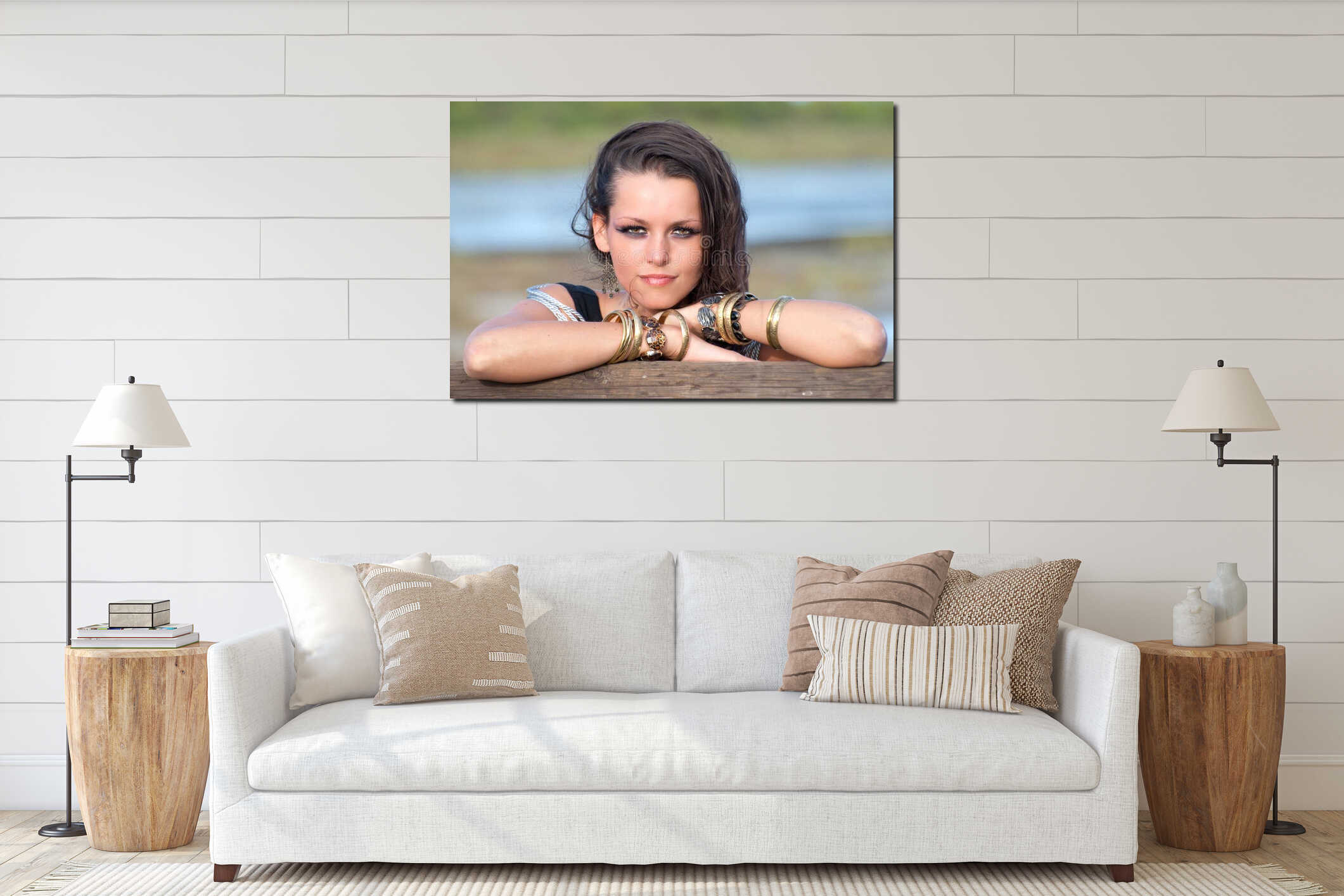 Canvas hanging interior mockup