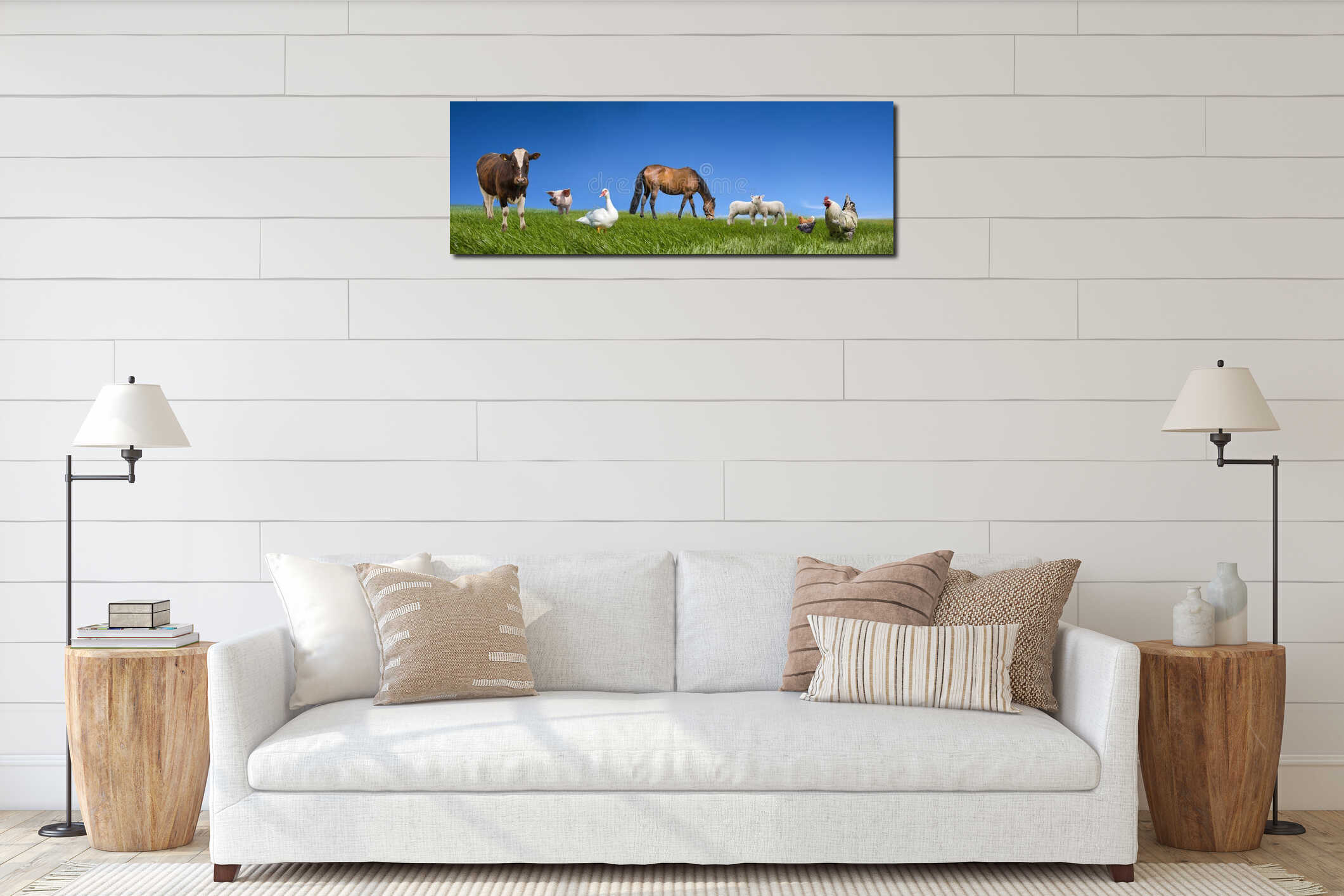 Canvas hanging interior mockup