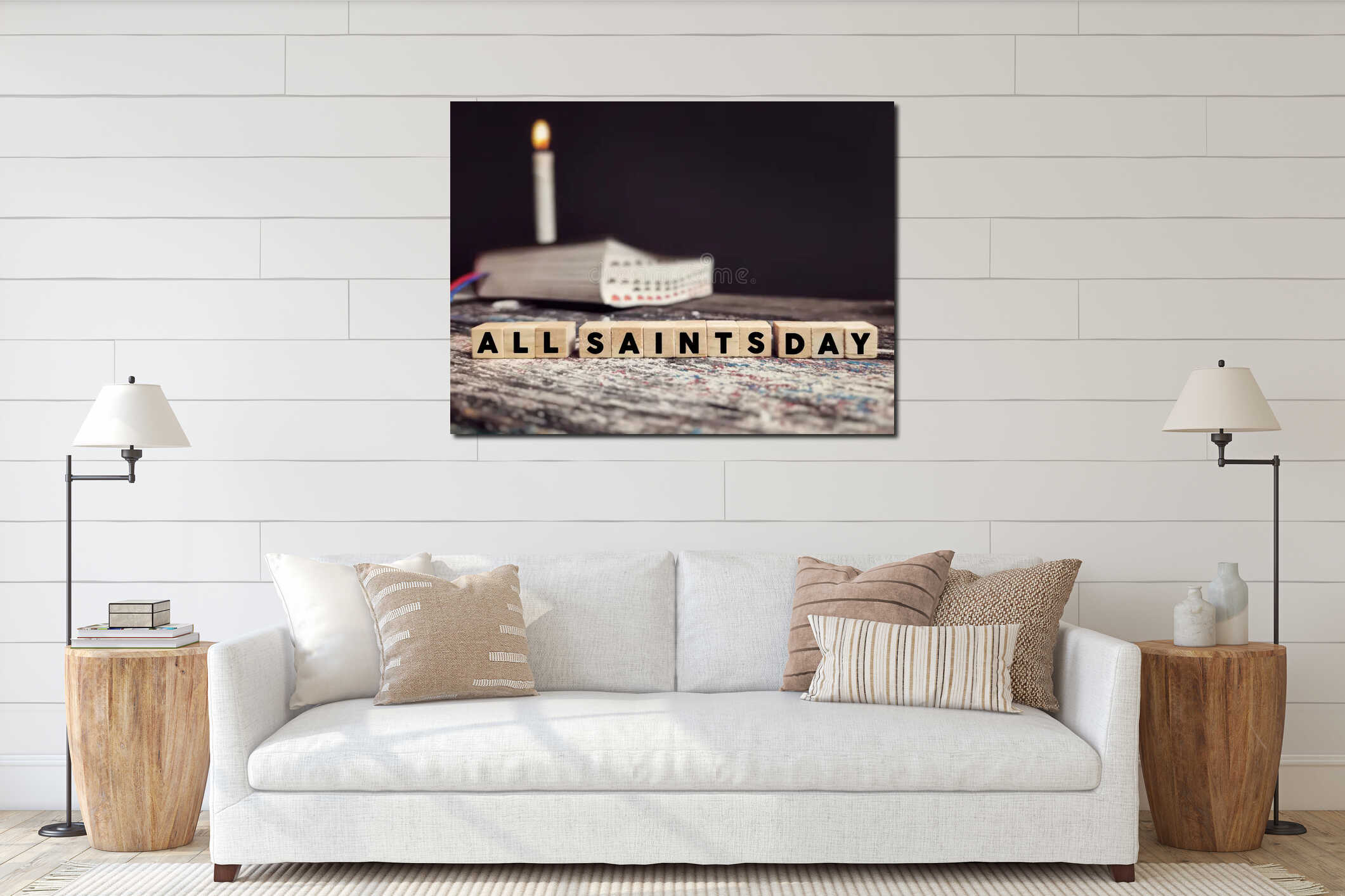 Canvas hanging interior mockup