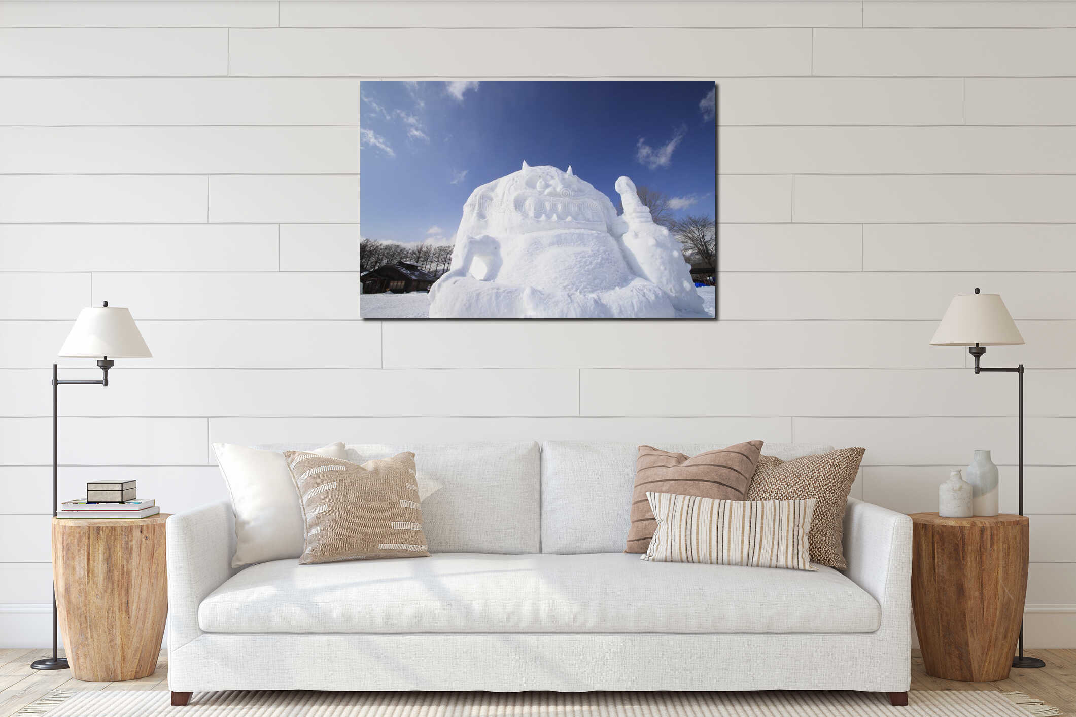 Canvas hanging interior mockup