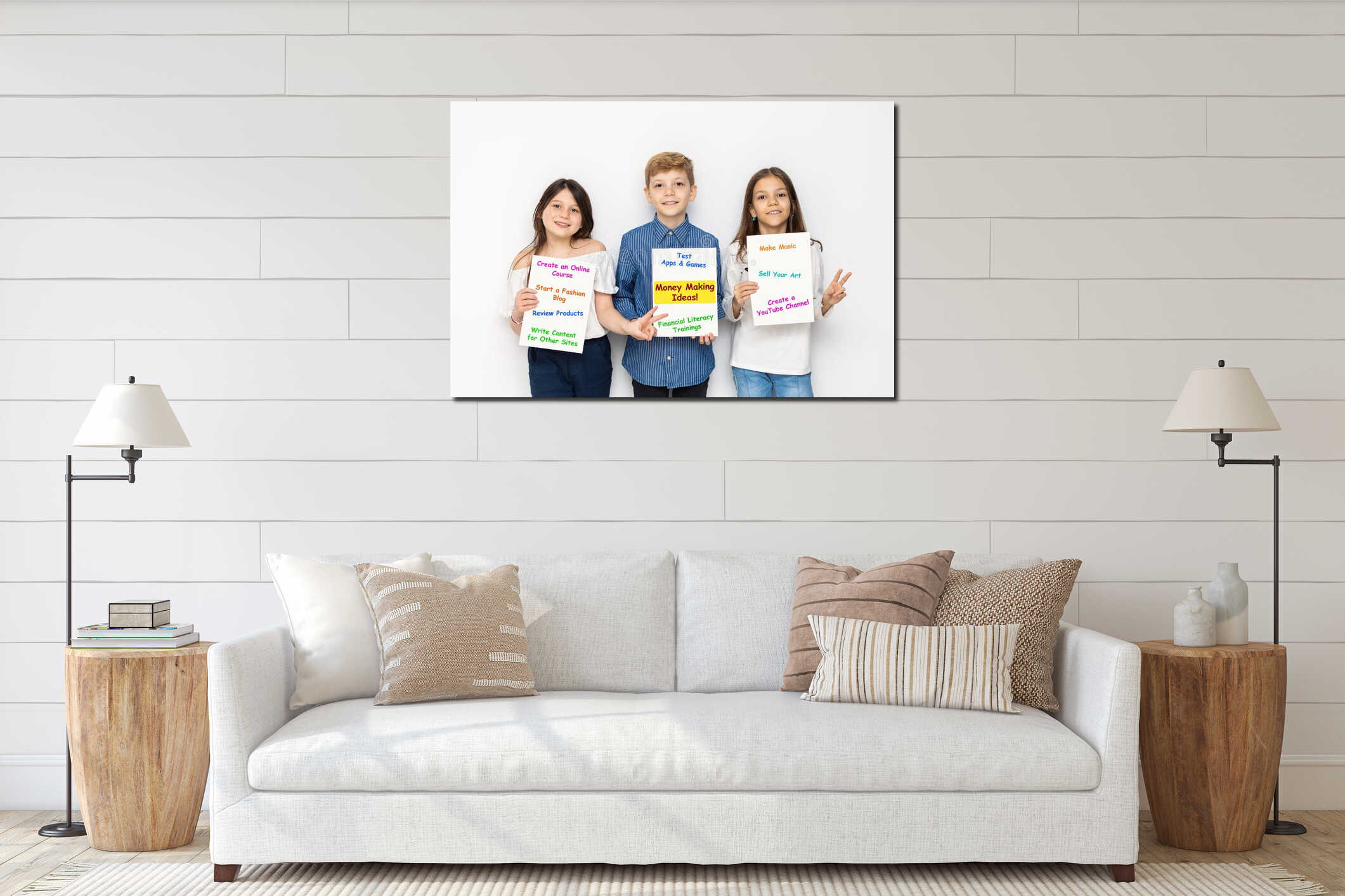 Canvas hanging interior mockup