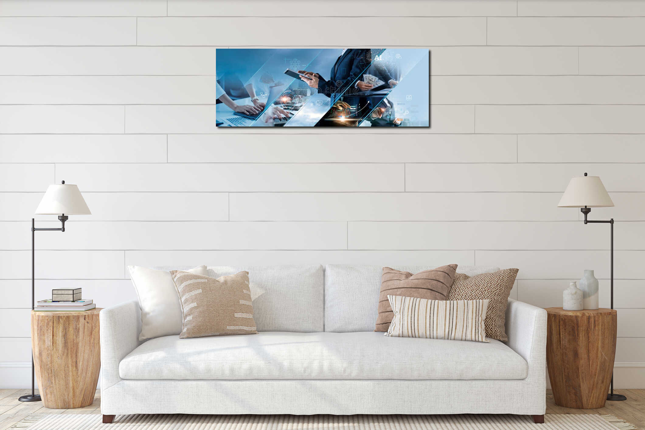 Canvas hanging interior mockup
