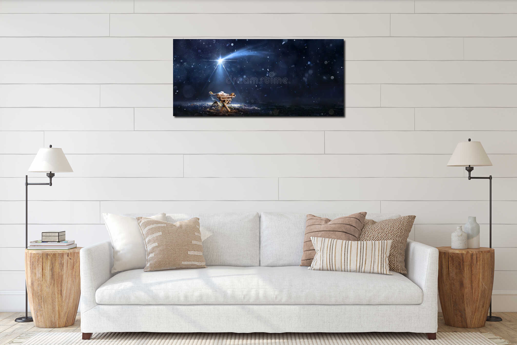Canvas hanging interior mockup