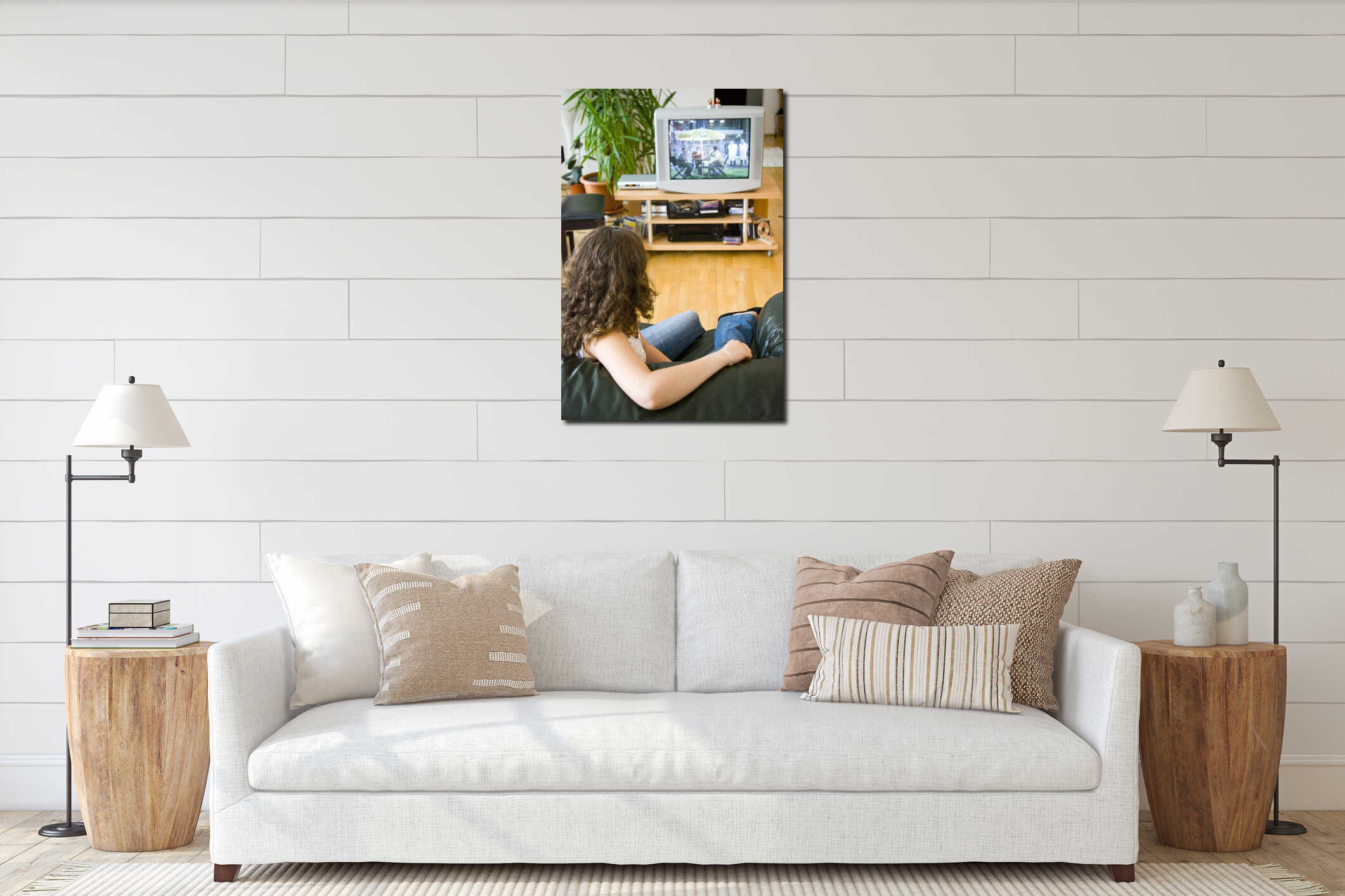 Canvas hanging interior mockup