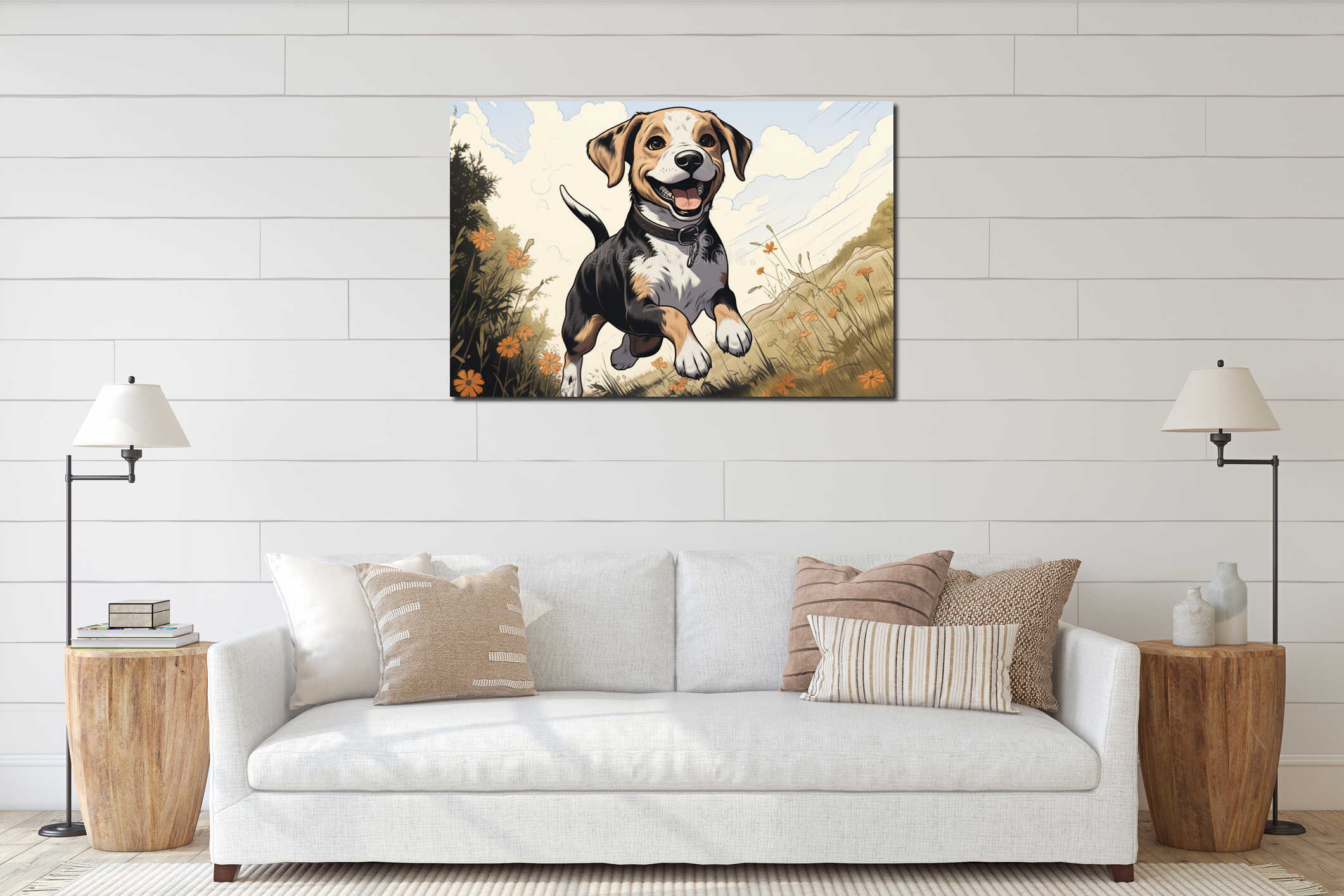 Canvas hanging interior mockup