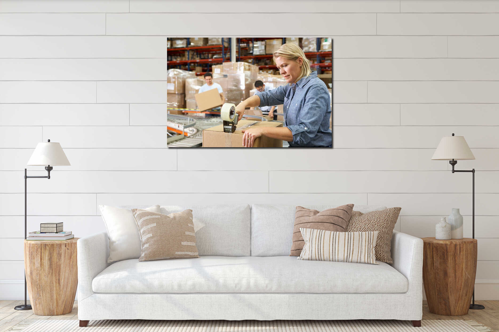 Canvas hanging interior mockup
