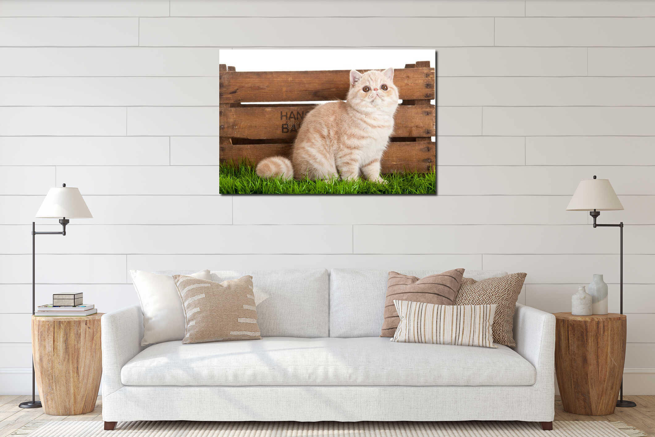 Canvas hanging interior mockup