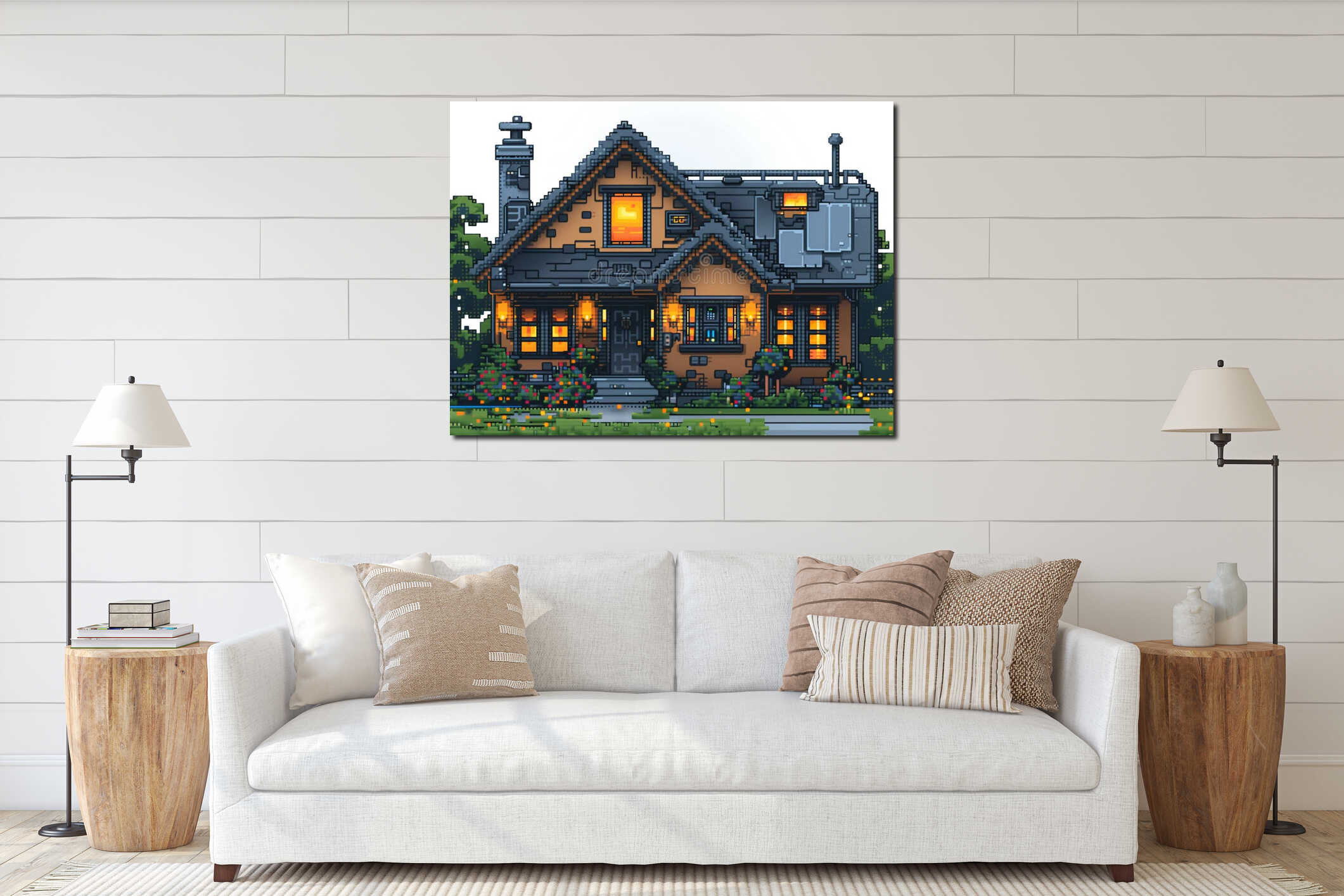 Canvas hanging interior mockup