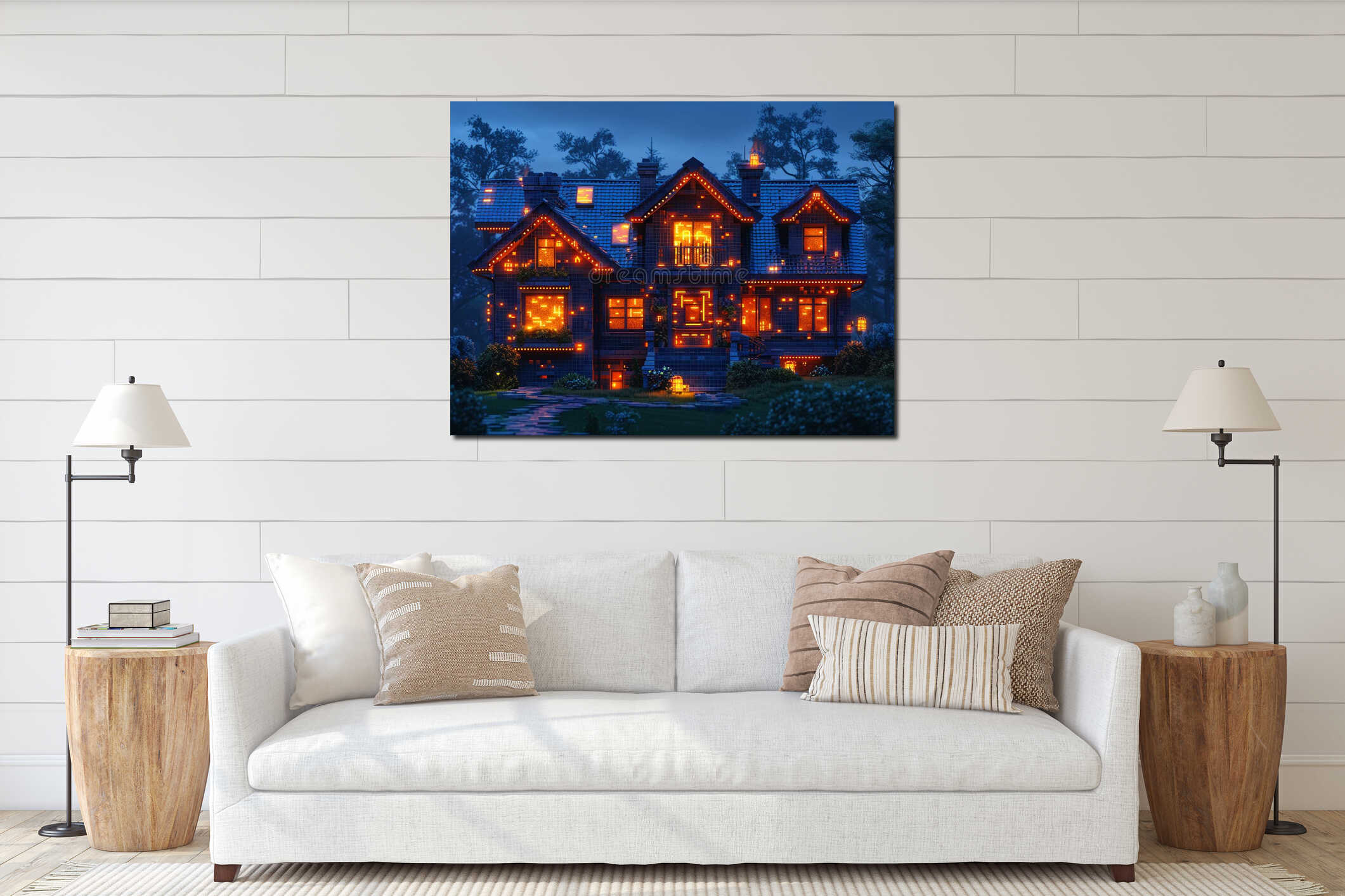 Canvas hanging interior mockup