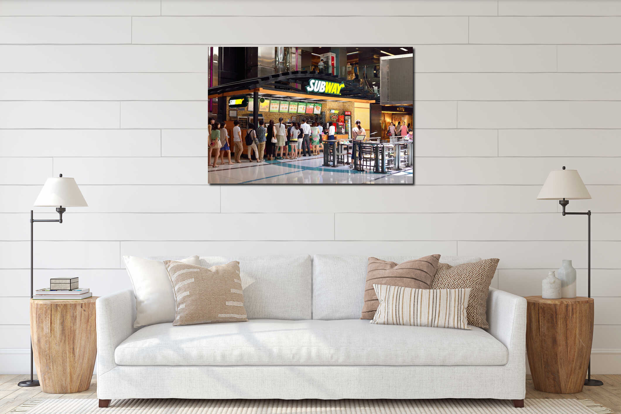Canvas hanging interior mockup