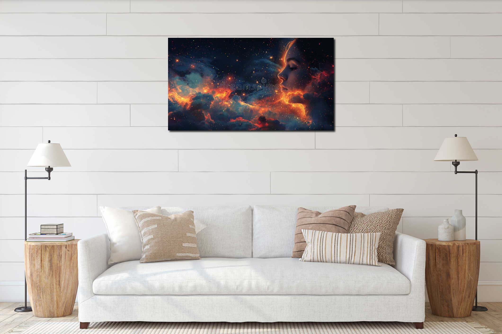 Canvas hanging interior mockup