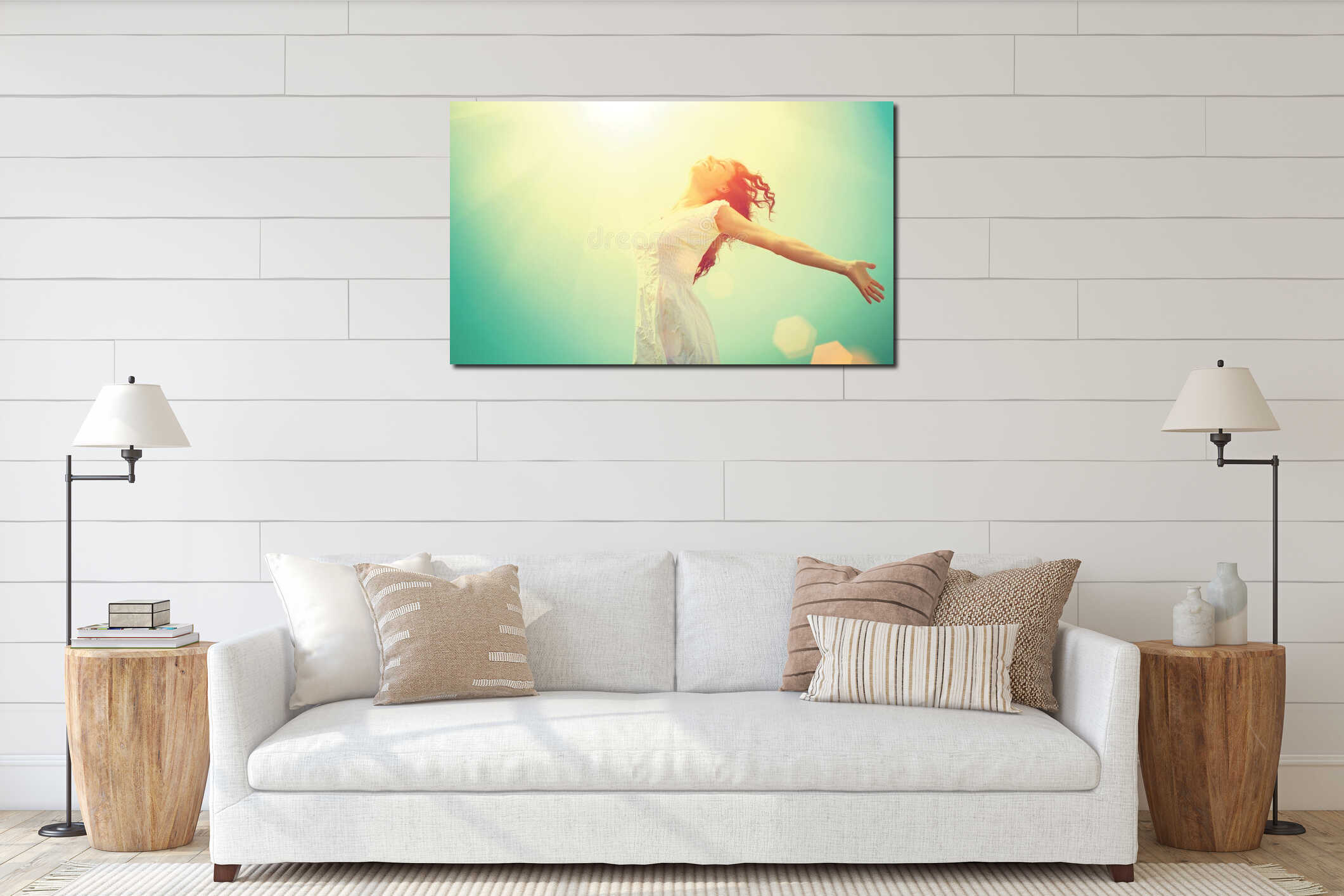 Canvas hanging interior mockup