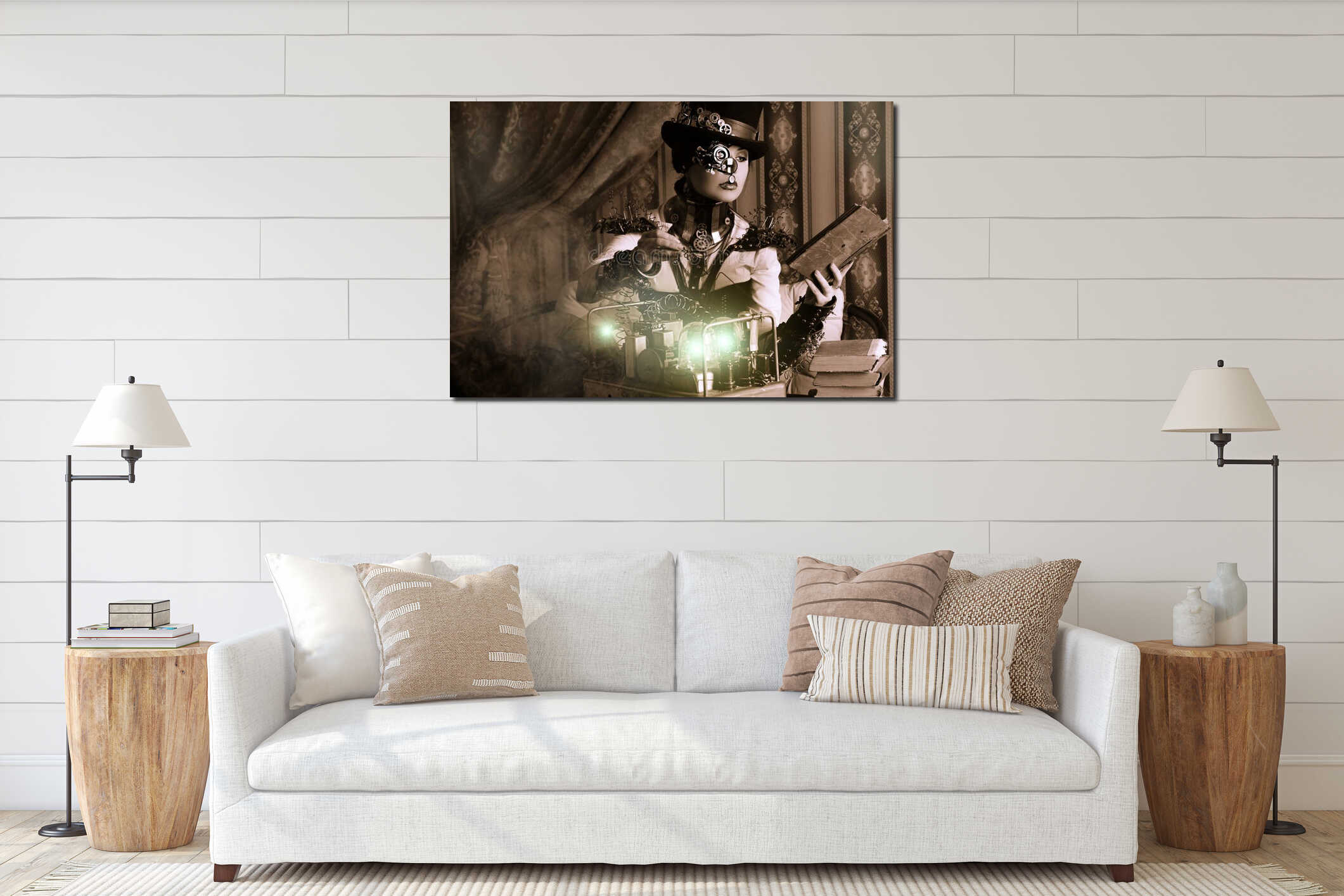 Canvas hanging interior mockup
