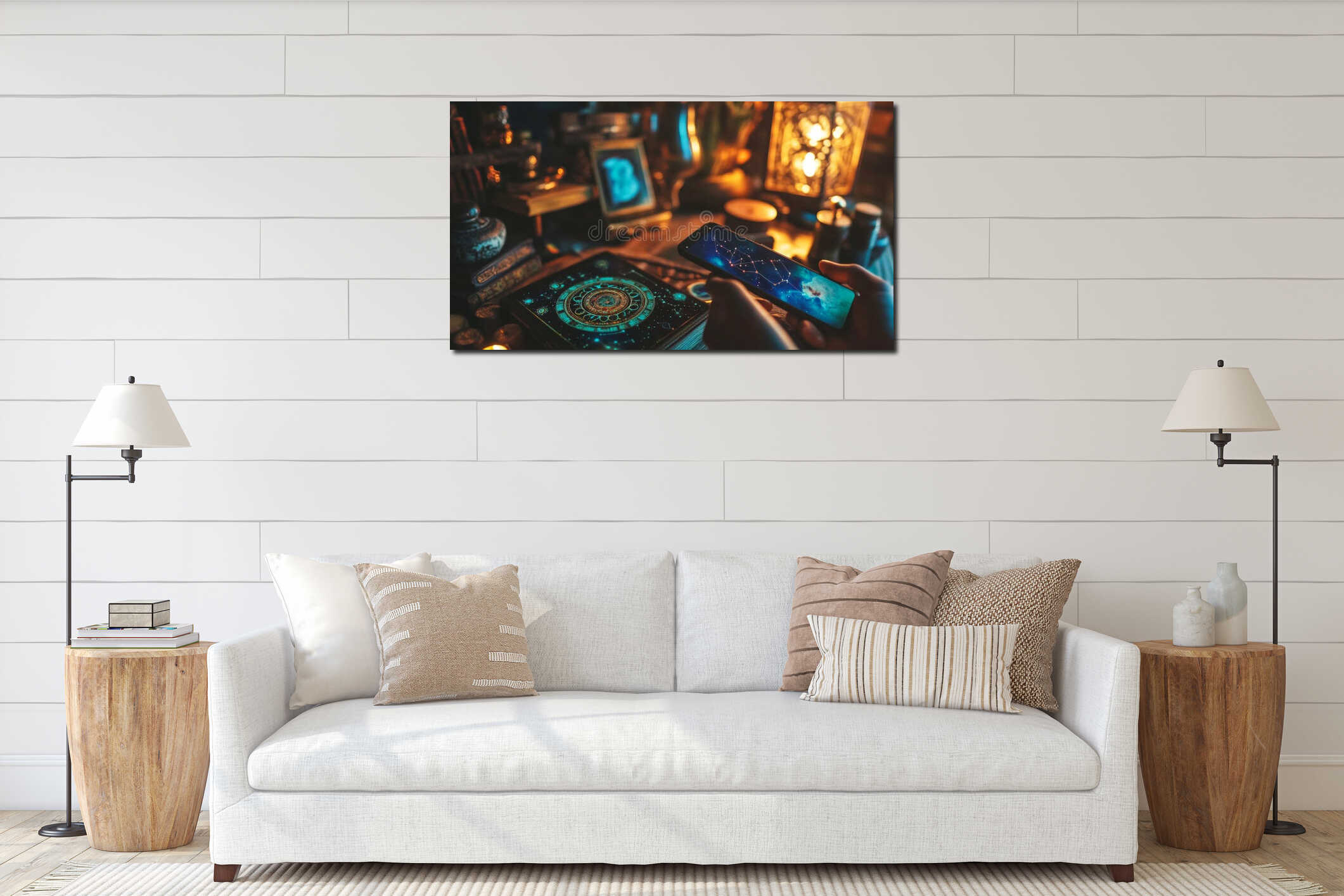 Canvas hanging interior mockup