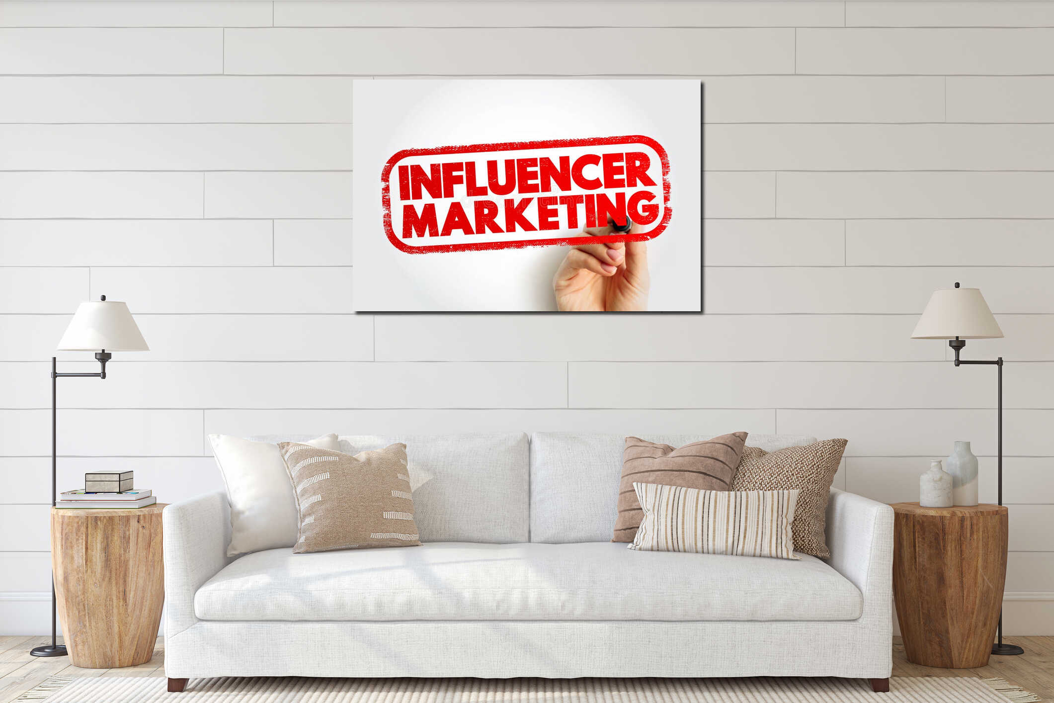 Canvas hanging interior mockup