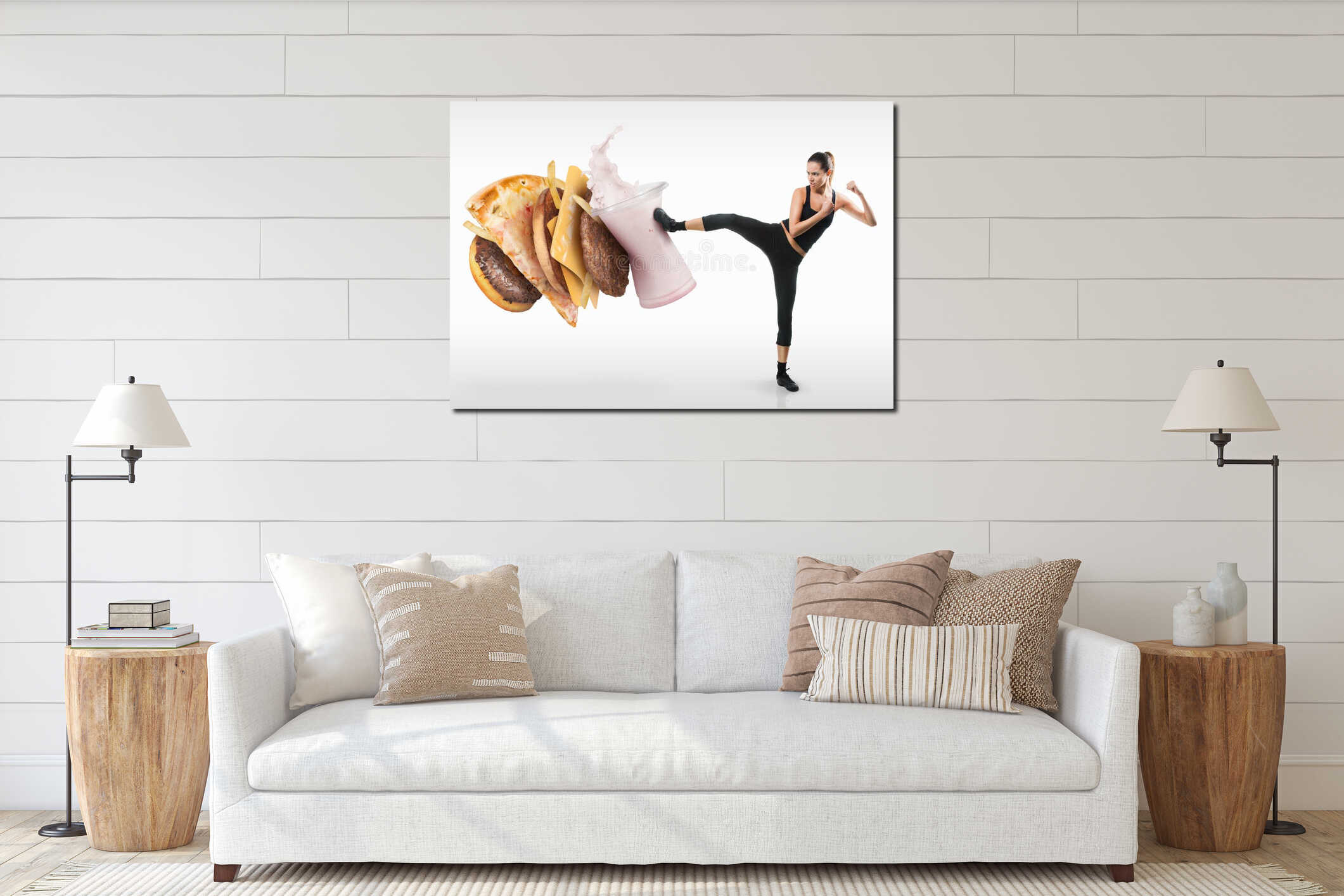 Canvas hanging interior mockup