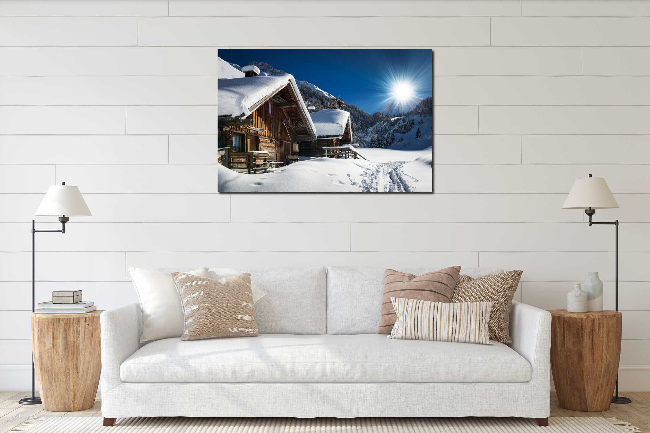 Canvas hanging interior mockup