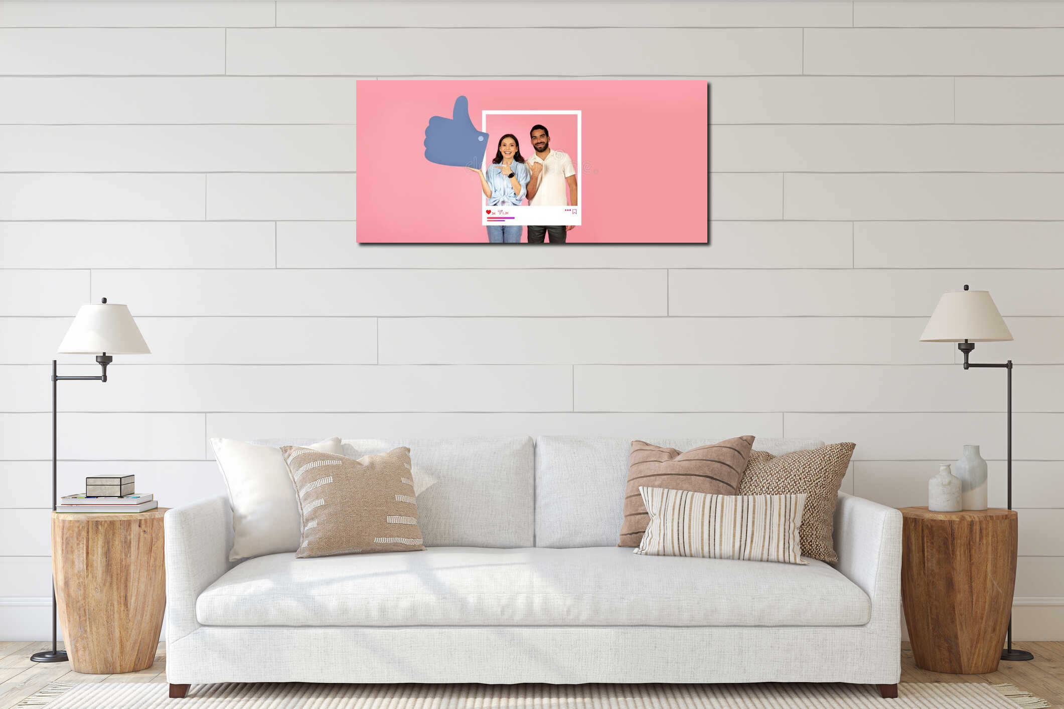 Canvas hanging interior mockup
