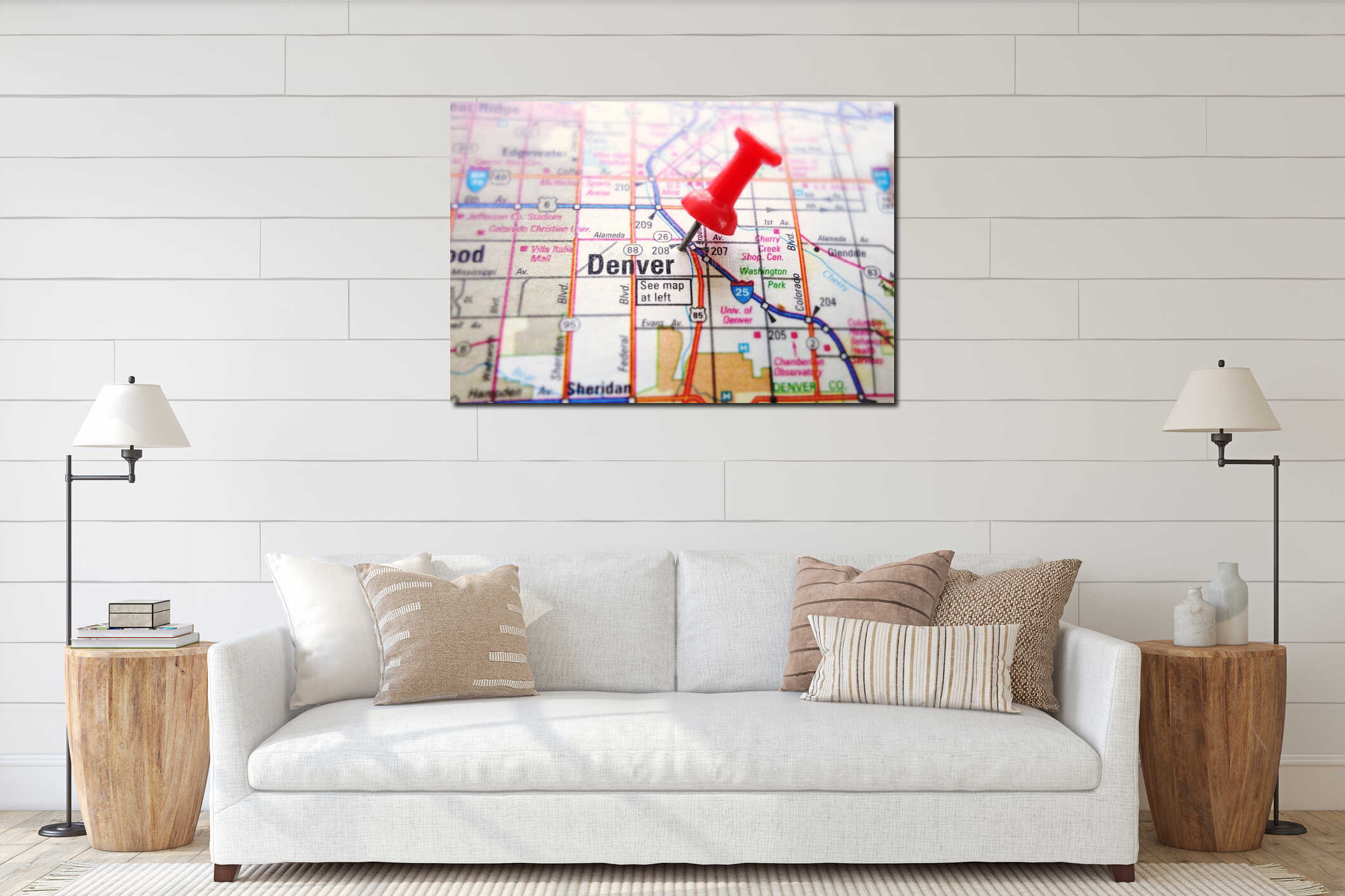 Canvas hanging interior mockup