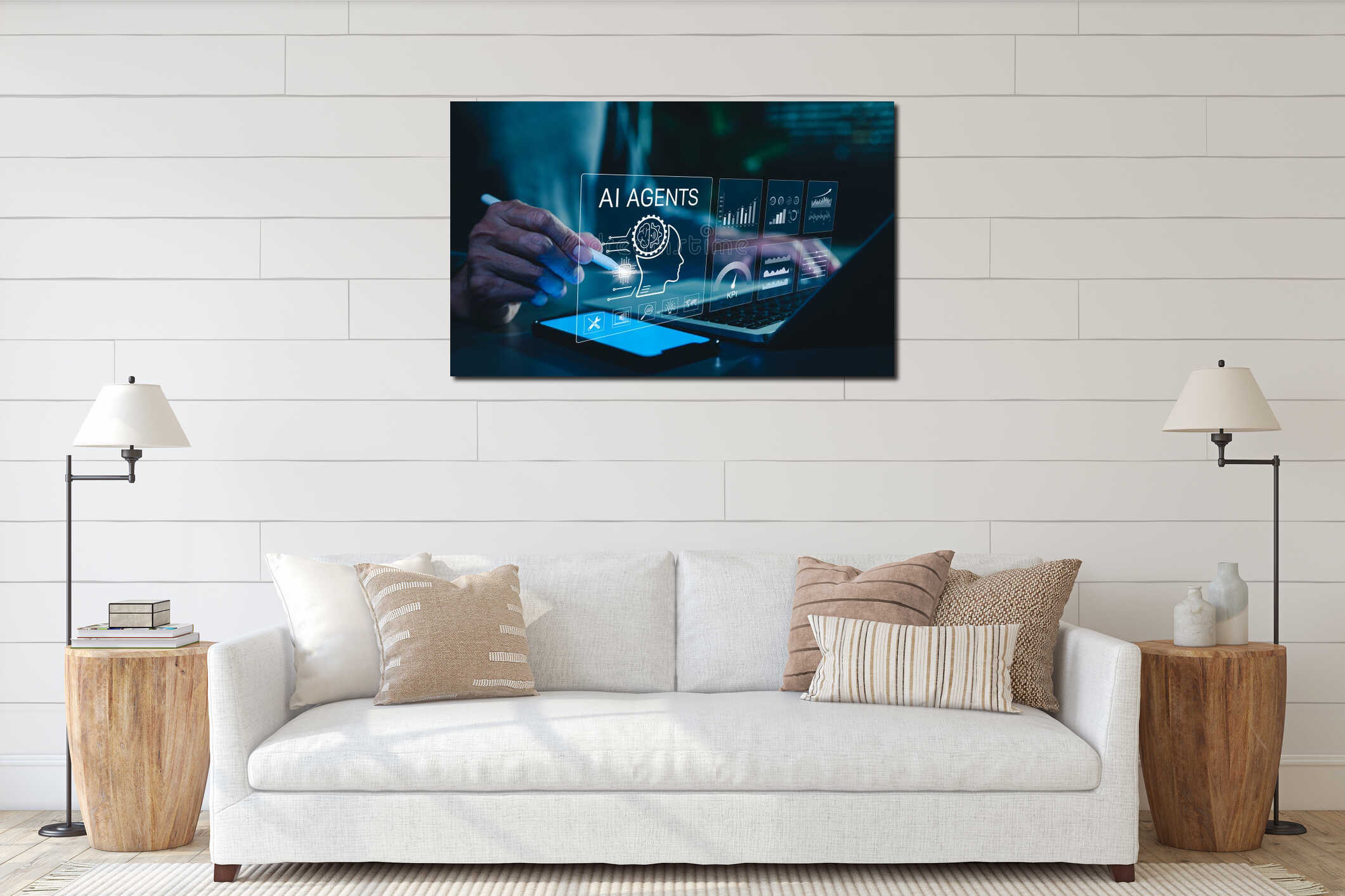 Canvas hanging interior mockup