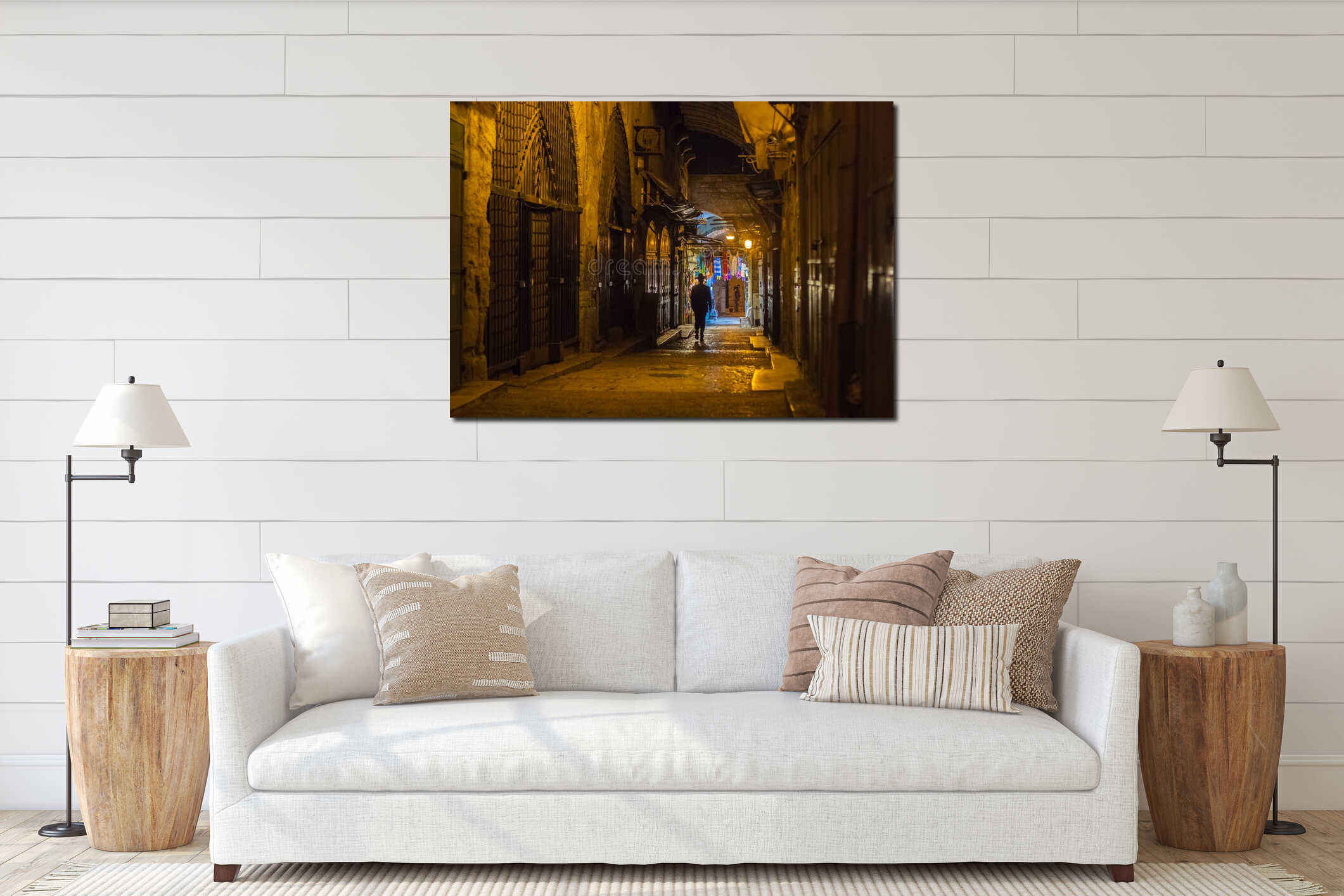 Canvas hanging interior mockup