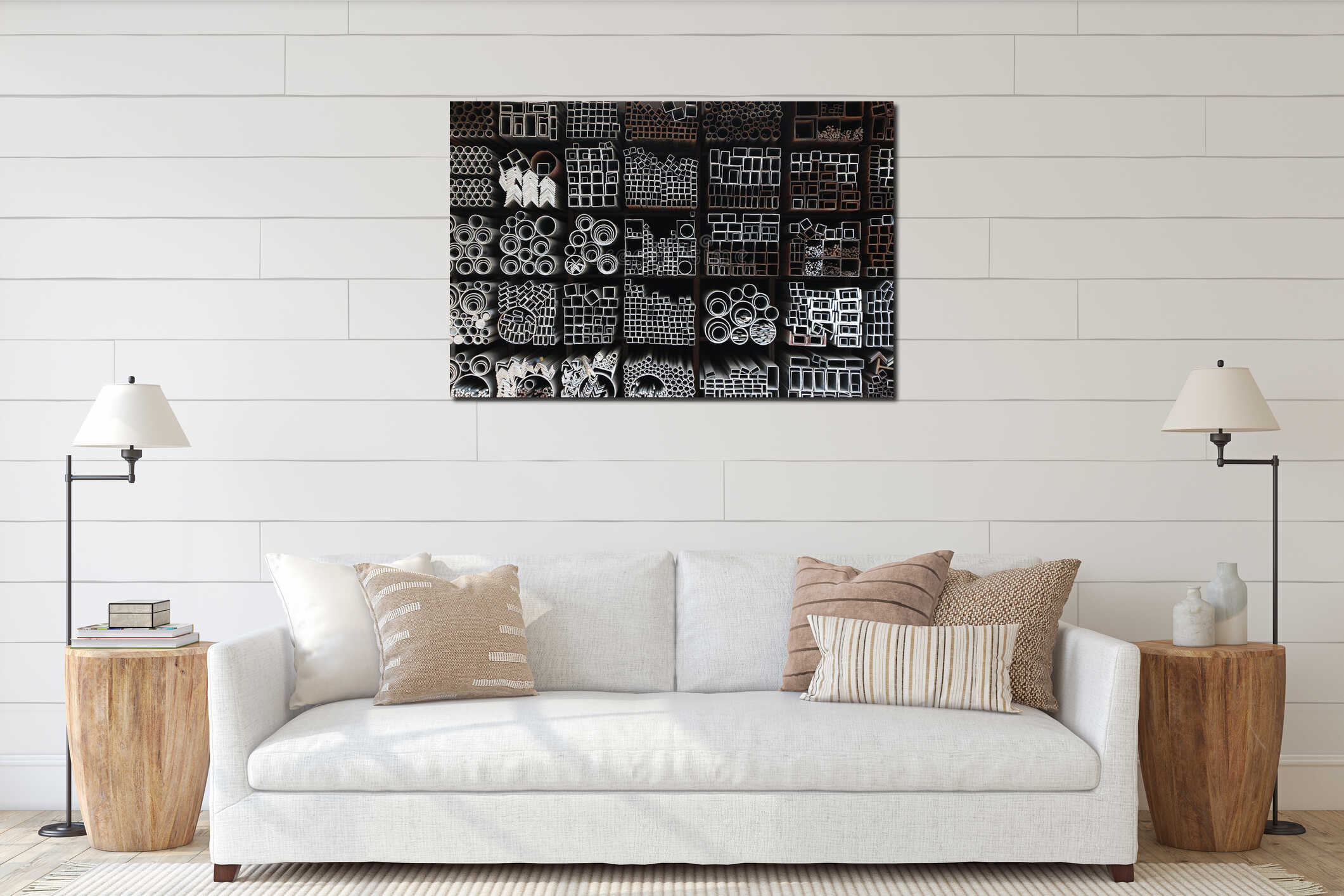 Canvas hanging interior mockup