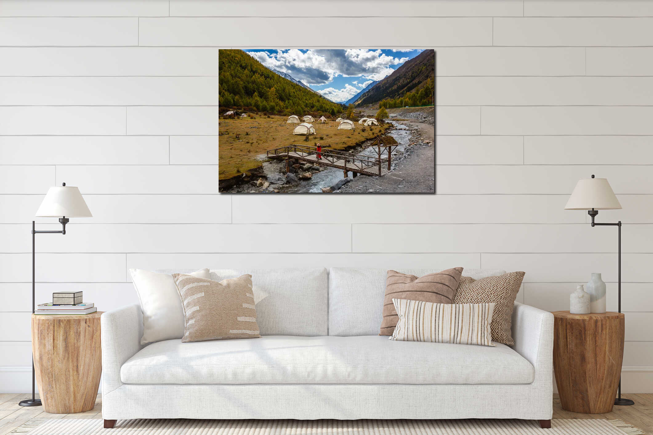 Canvas hanging interior mockup