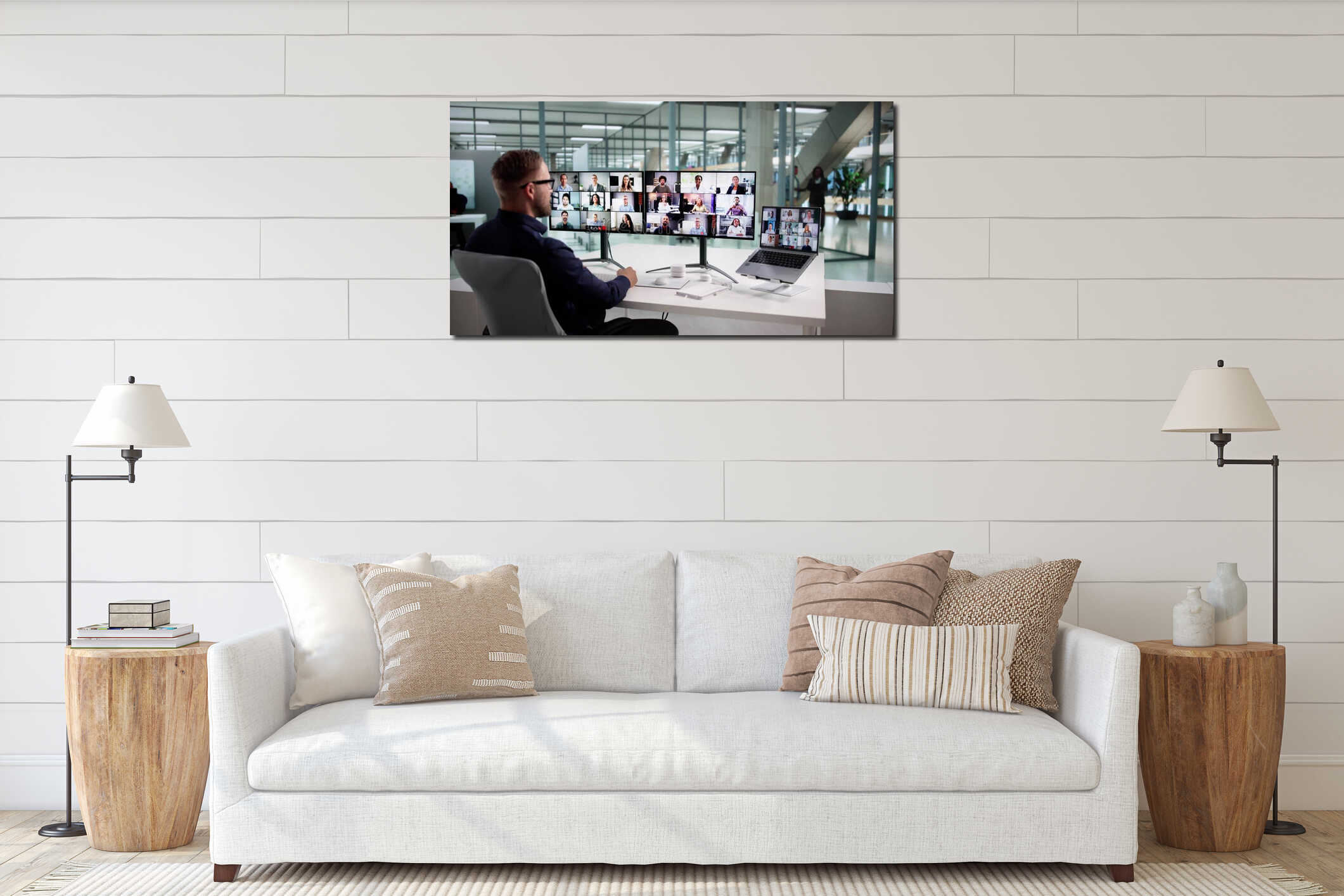 Canvas hanging interior mockup