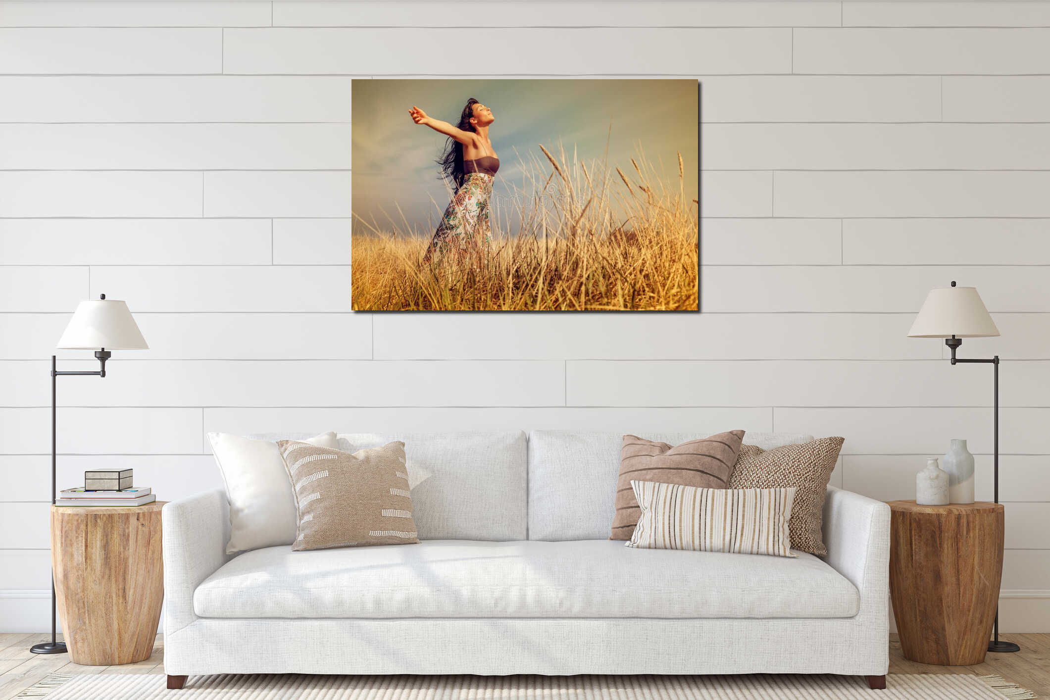 Canvas hanging interior mockup