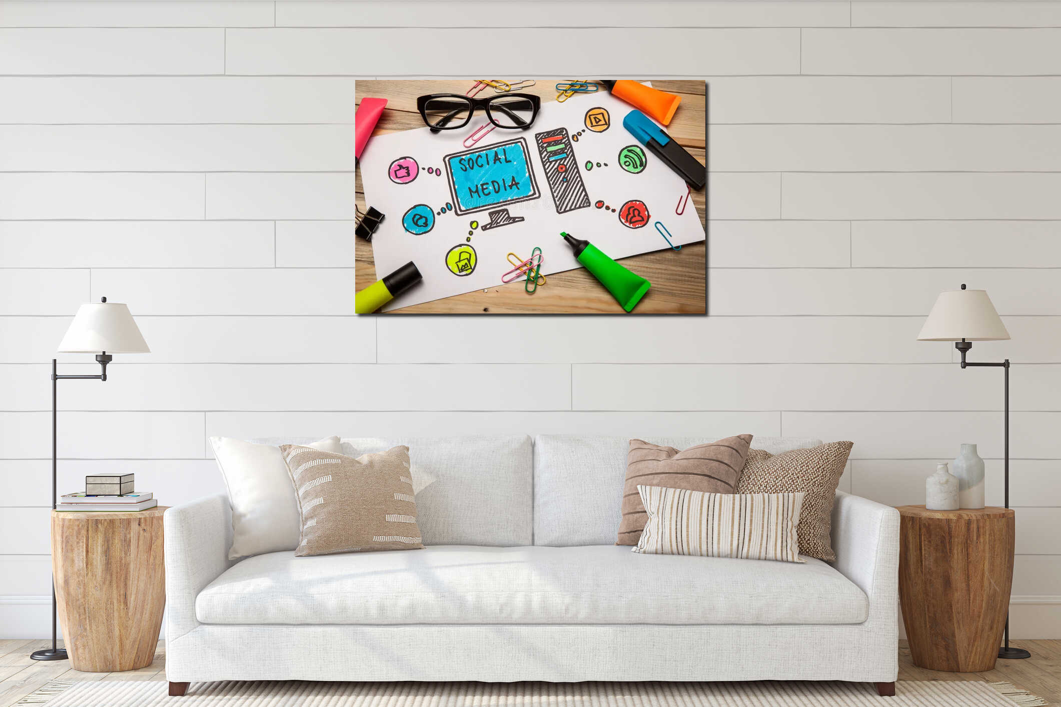 Canvas hanging interior mockup