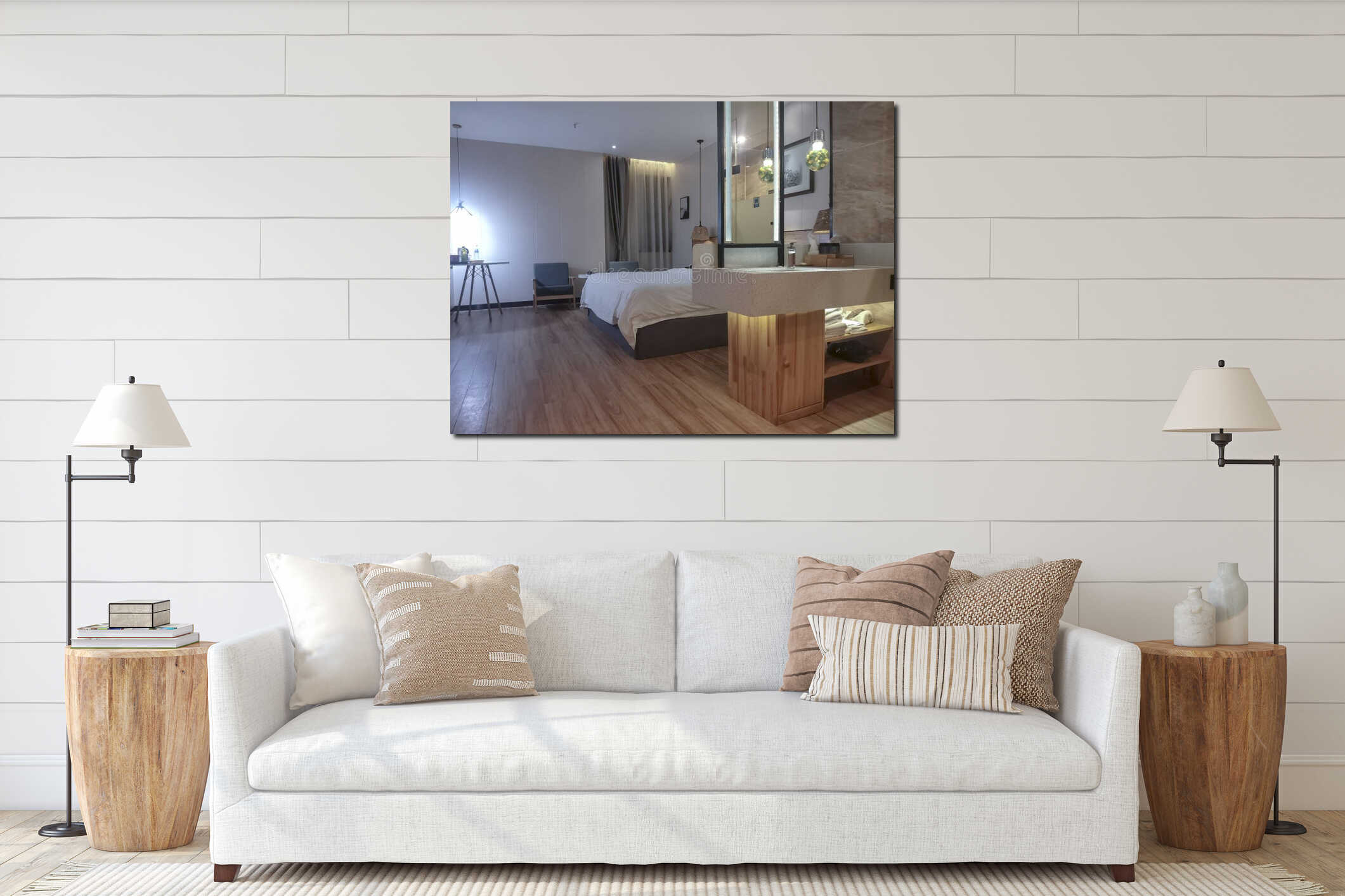 Canvas hanging interior mockup