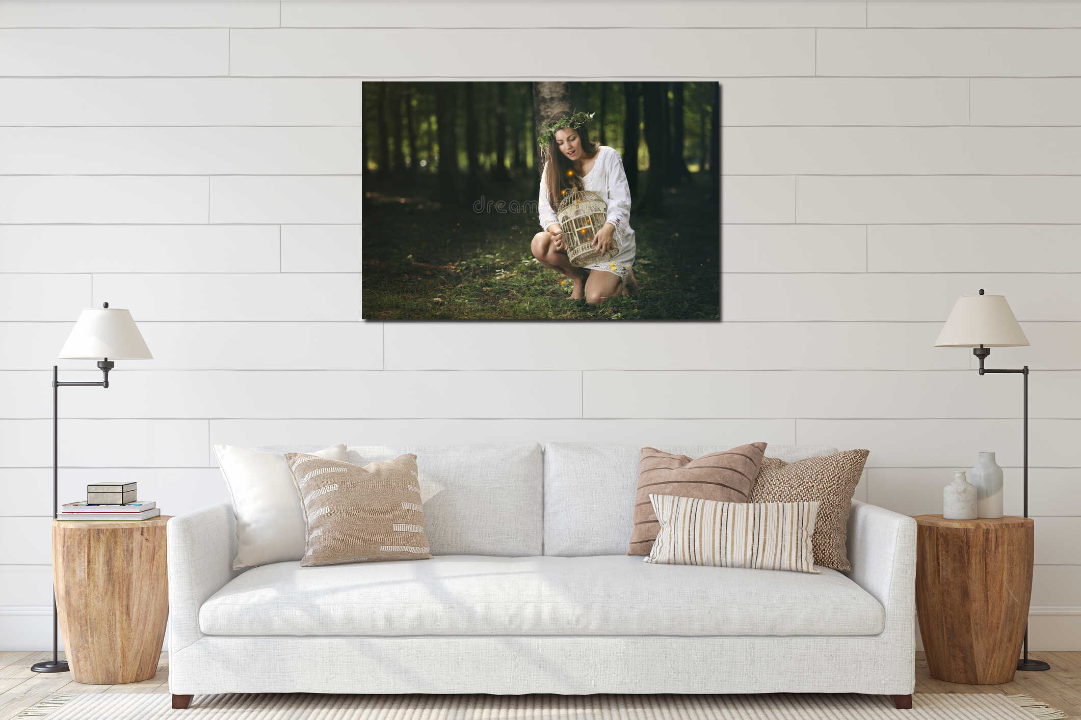 Canvas hanging interior mockup