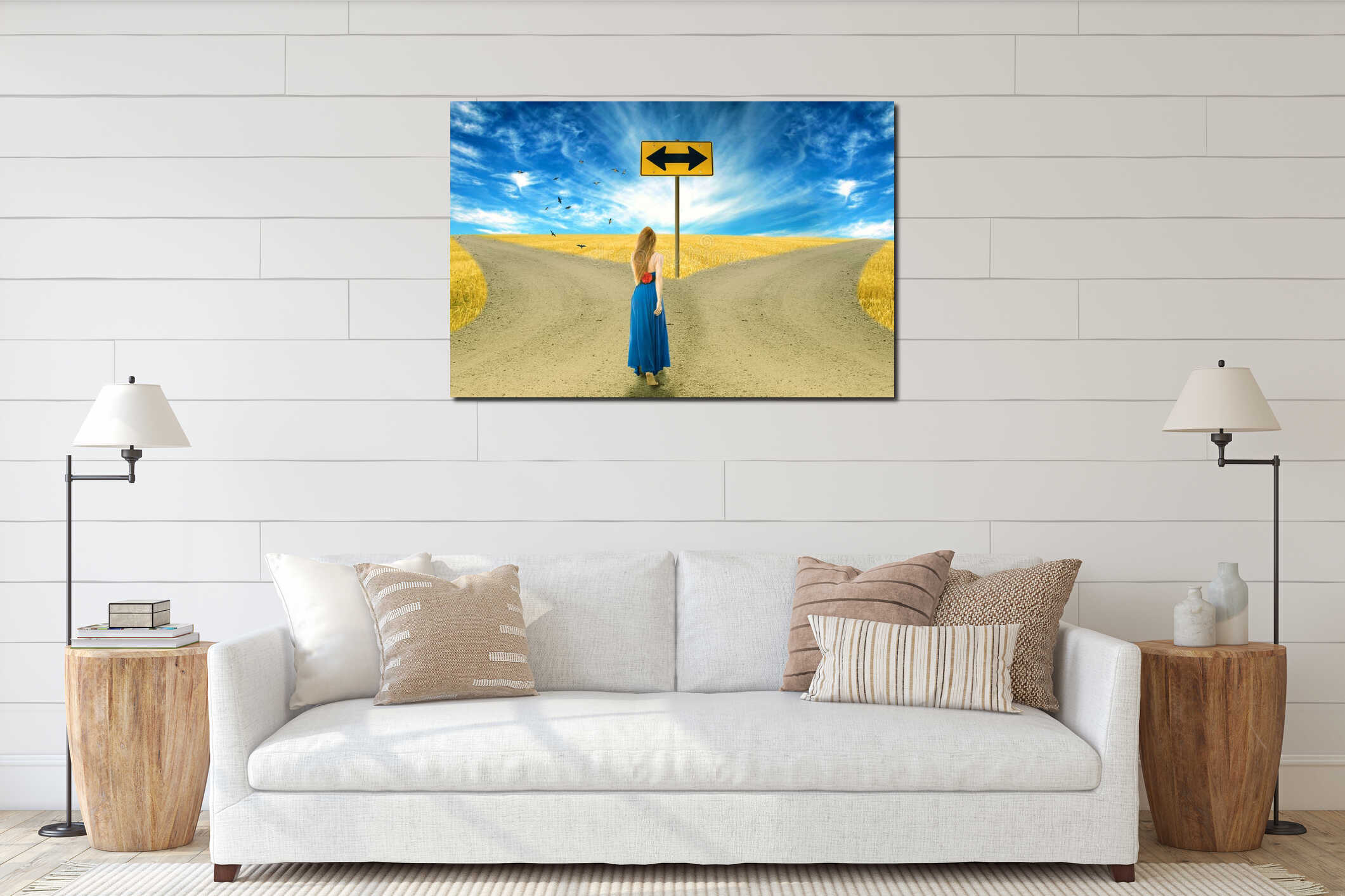 Canvas hanging interior mockup