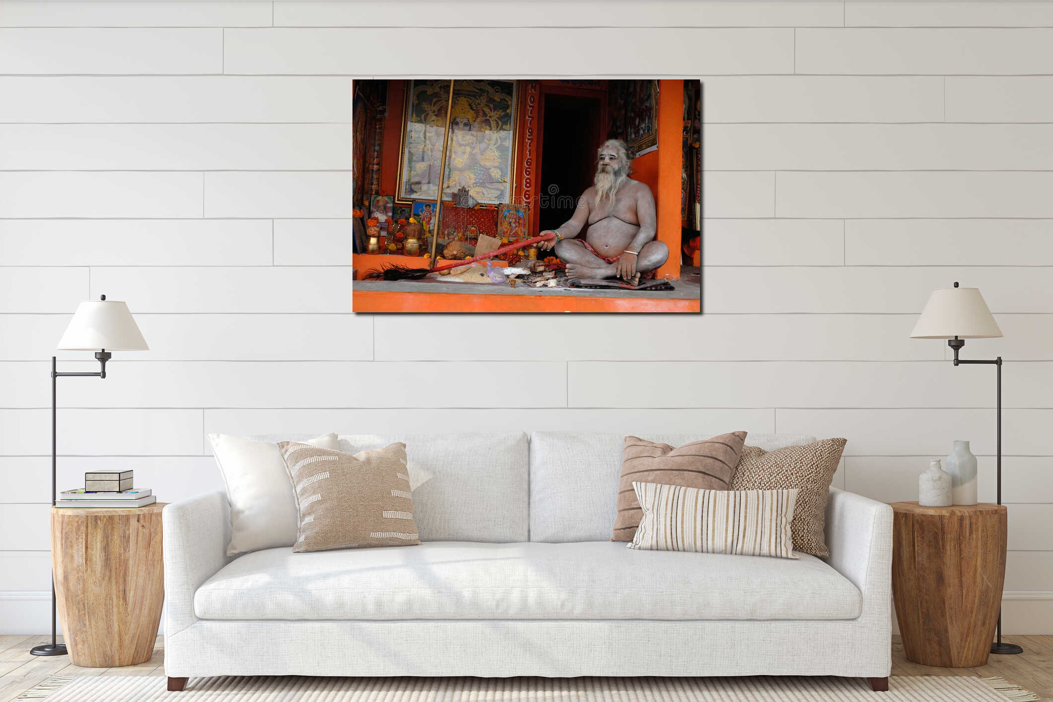 Canvas hanging interior mockup