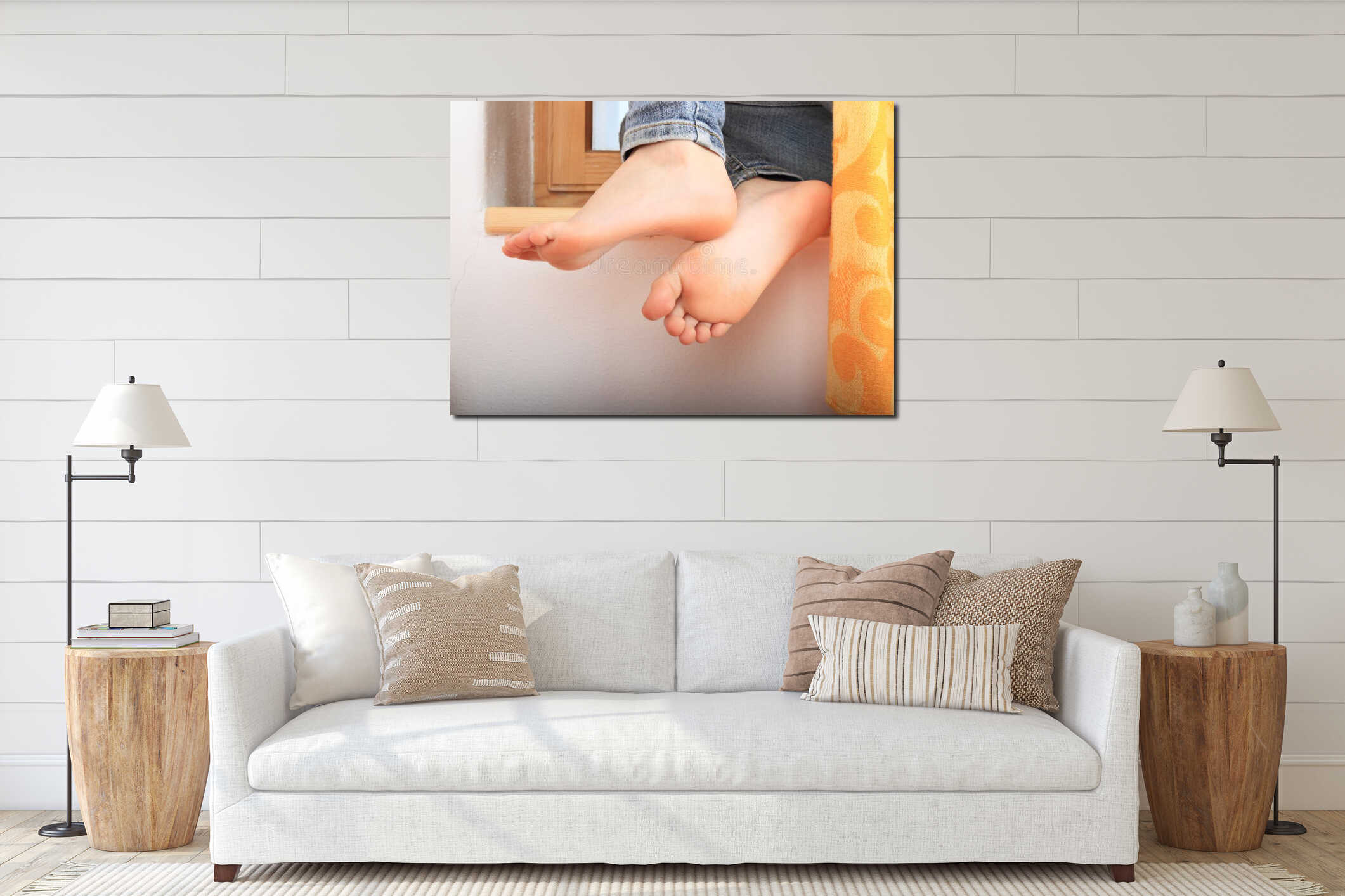 Canvas hanging interior mockup
