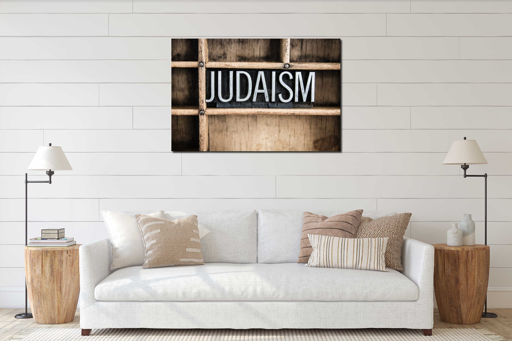 Canvas hanging interior mockup