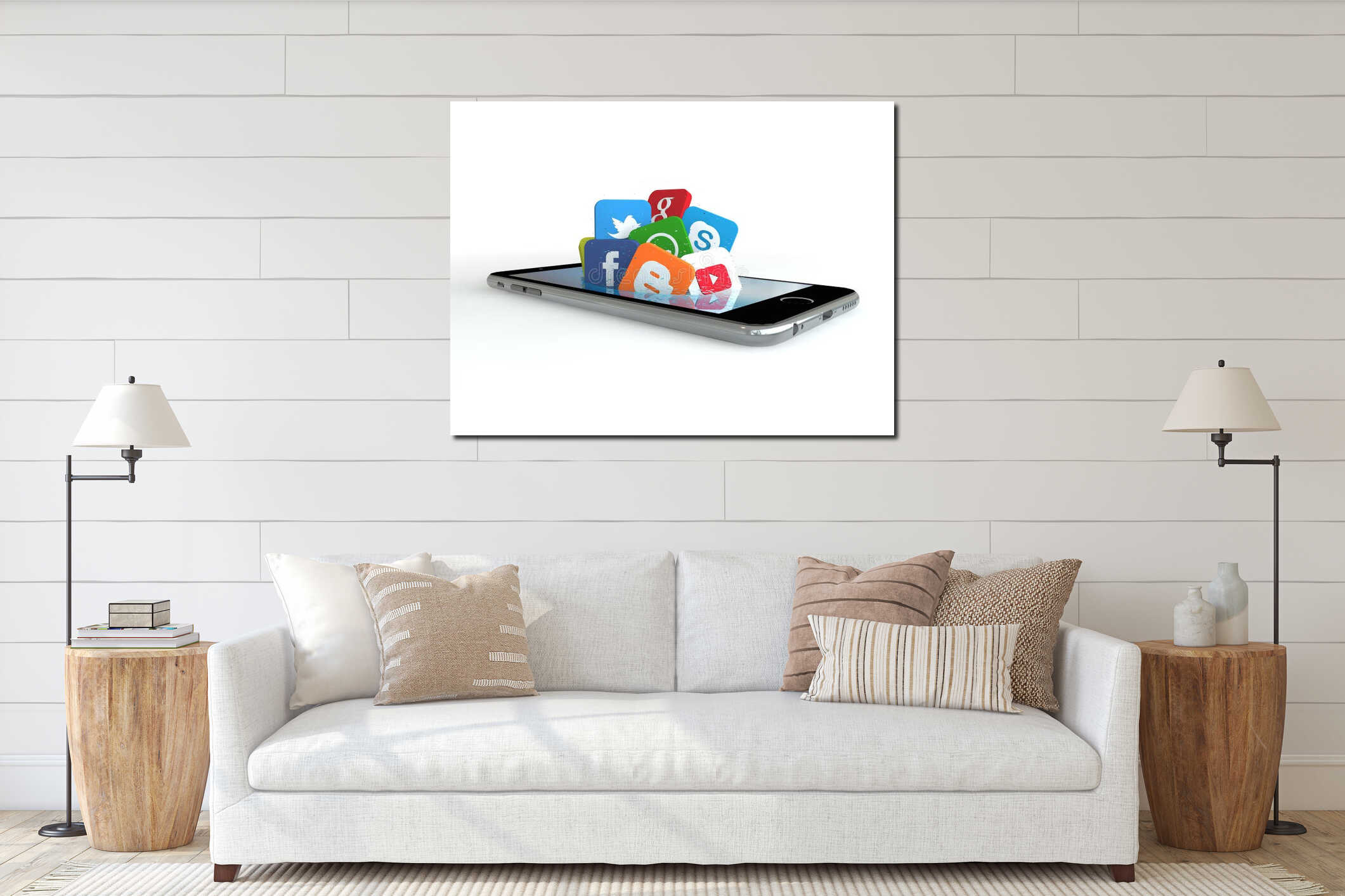 Canvas hanging interior mockup