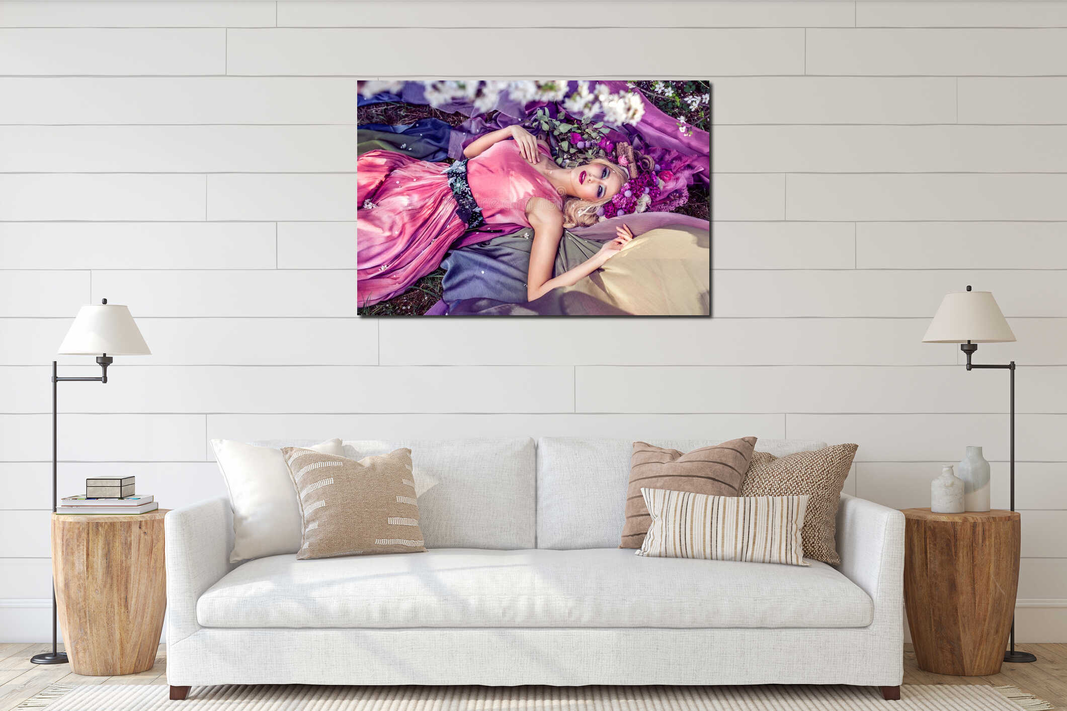 Canvas hanging interior mockup