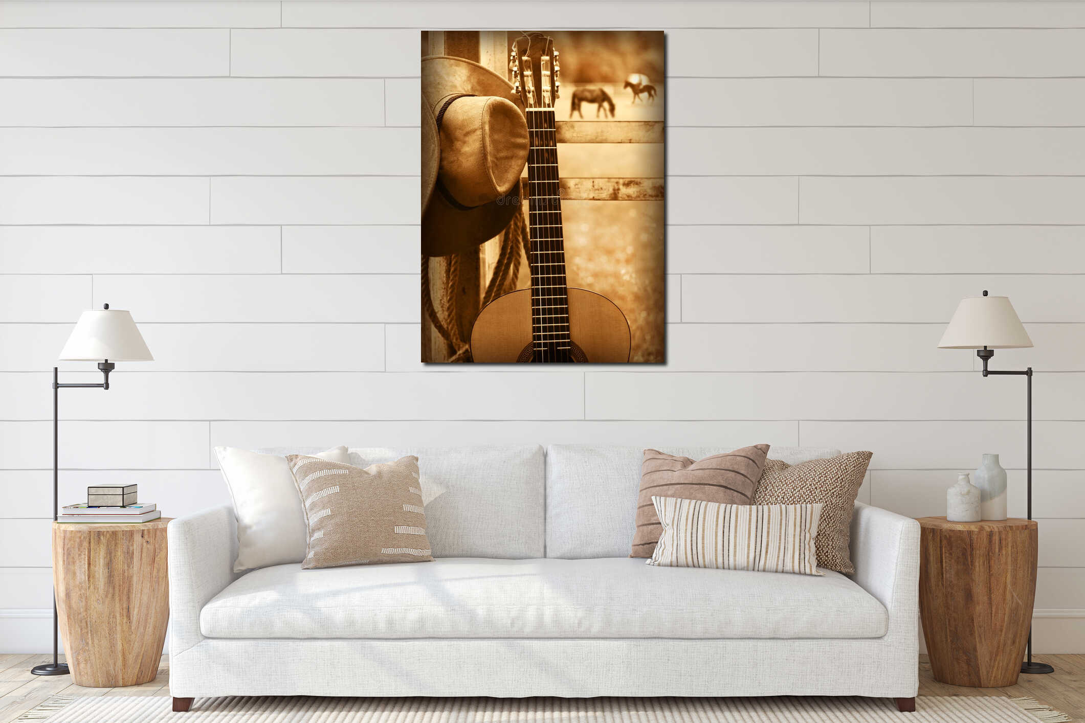 Canvas hanging interior mockup