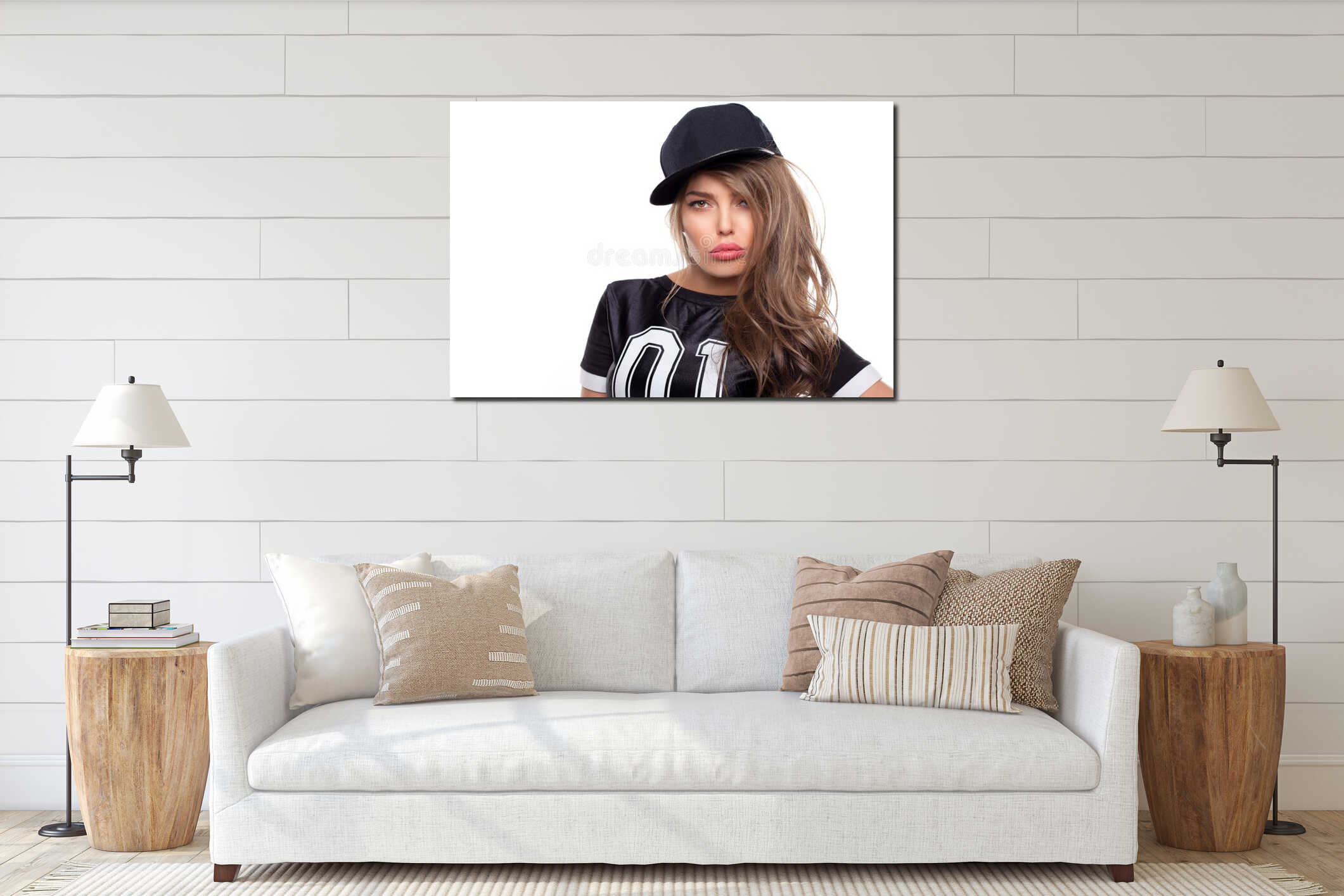 Canvas hanging interior mockup
