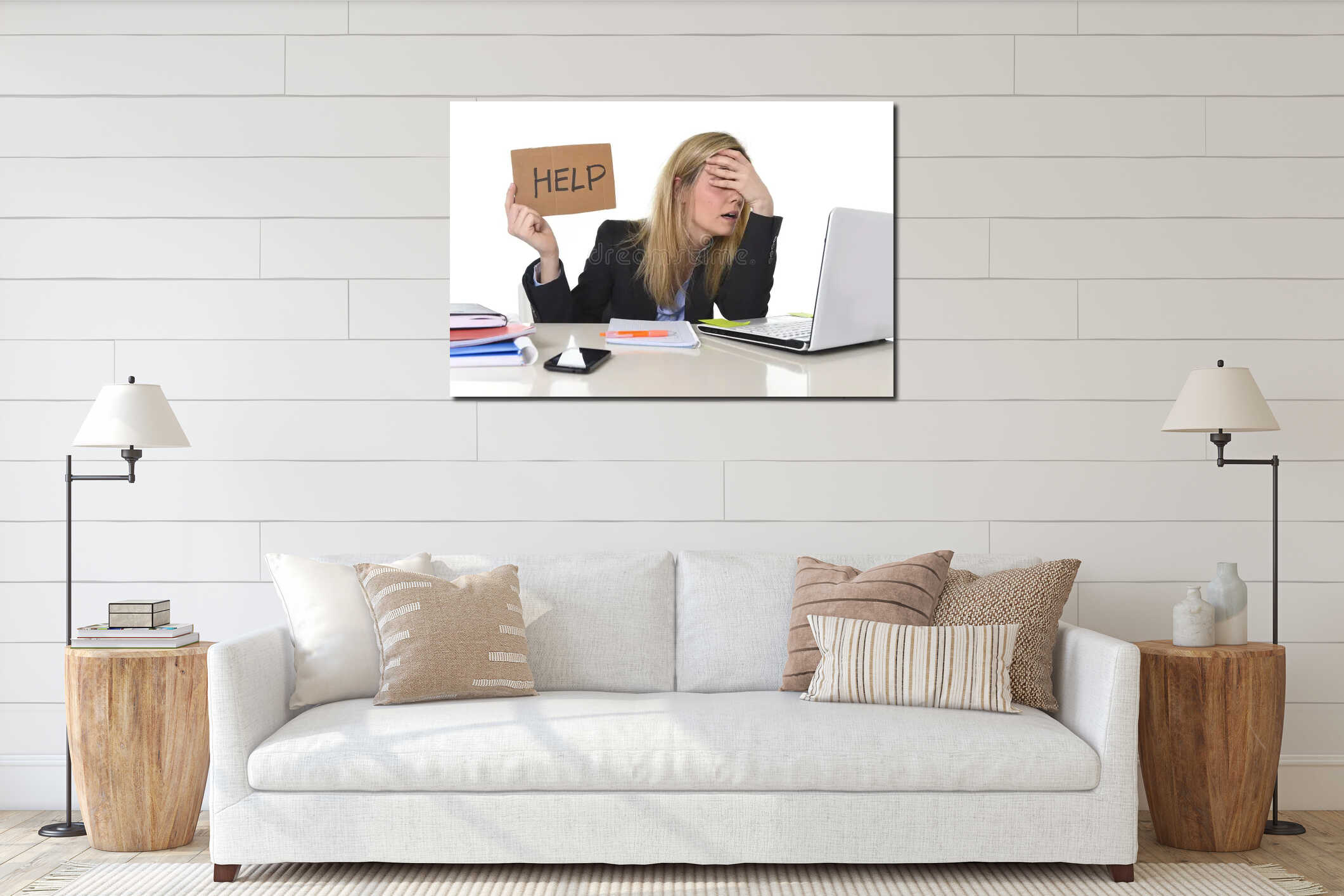 Canvas hanging interior mockup