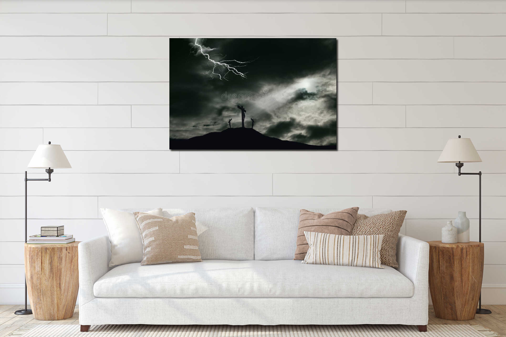 Canvas hanging interior mockup