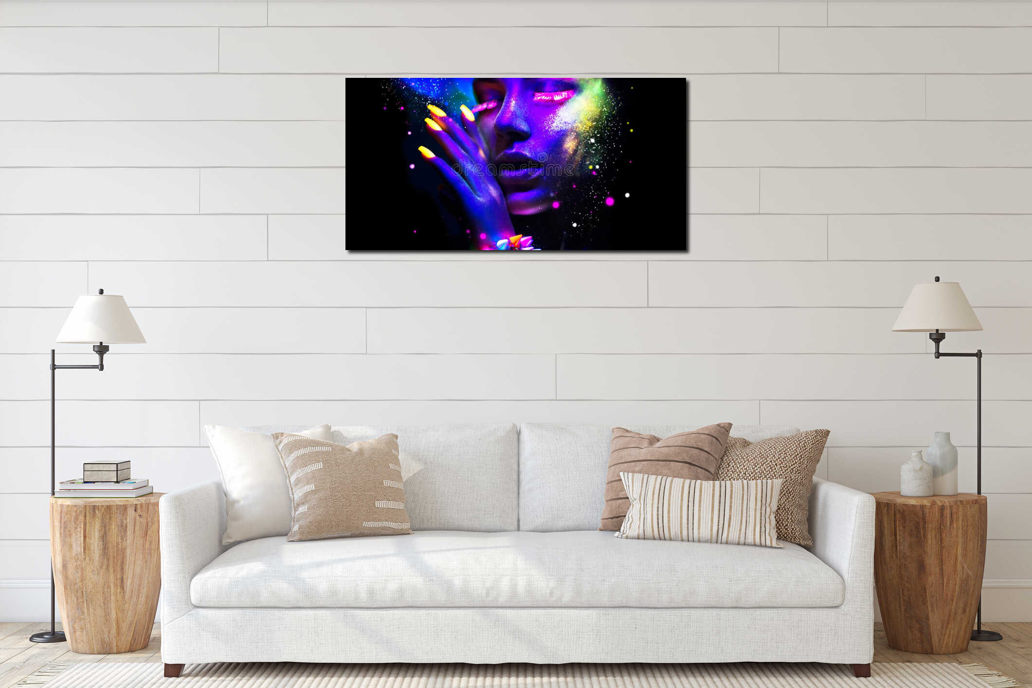 Canvas hanging interior mockup