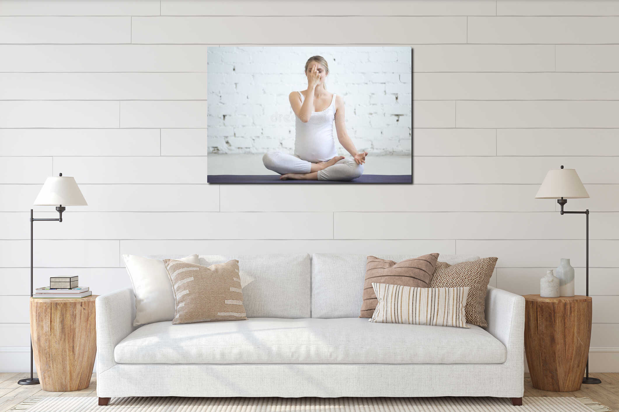 Canvas hanging interior mockup