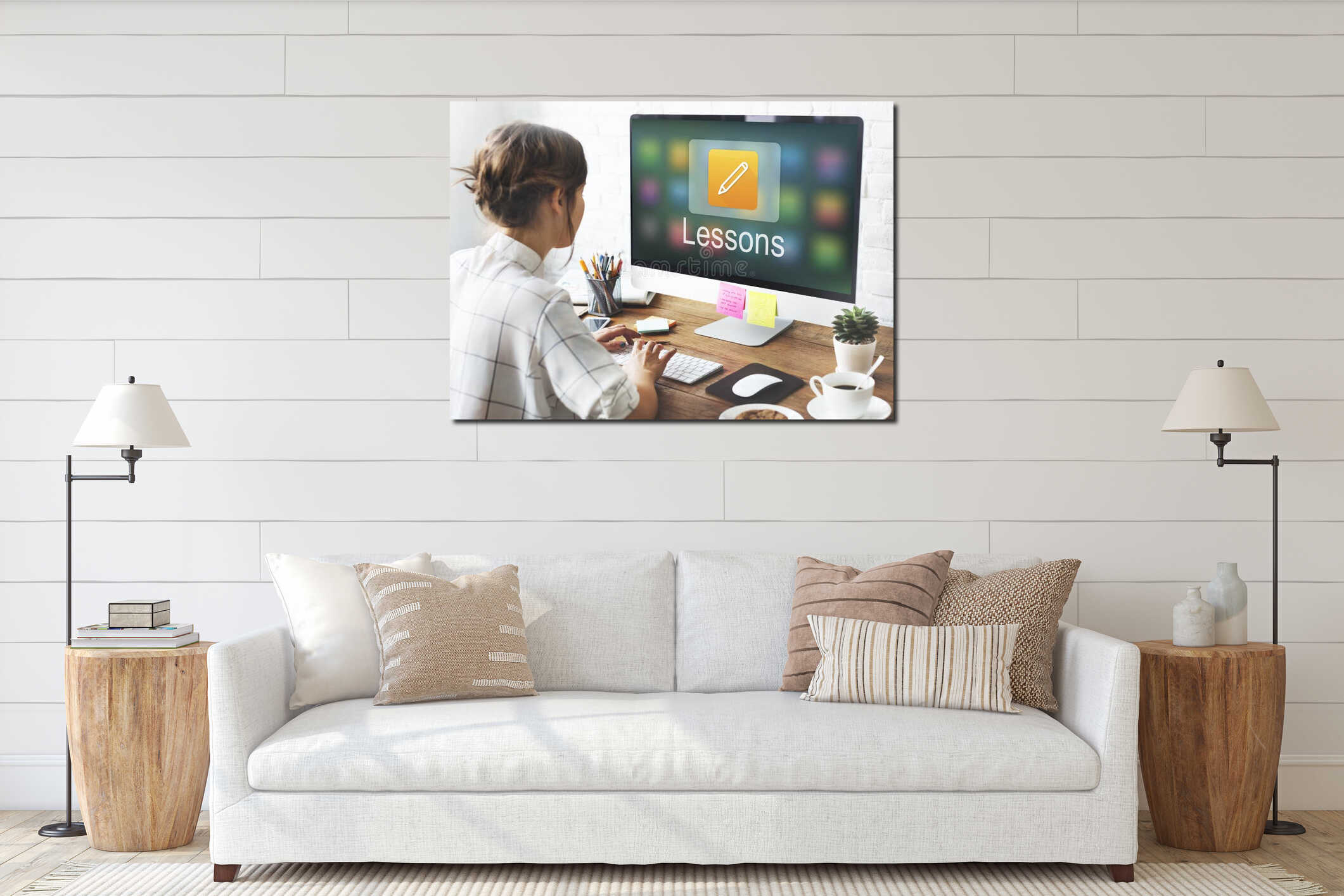 Canvas hanging interior mockup