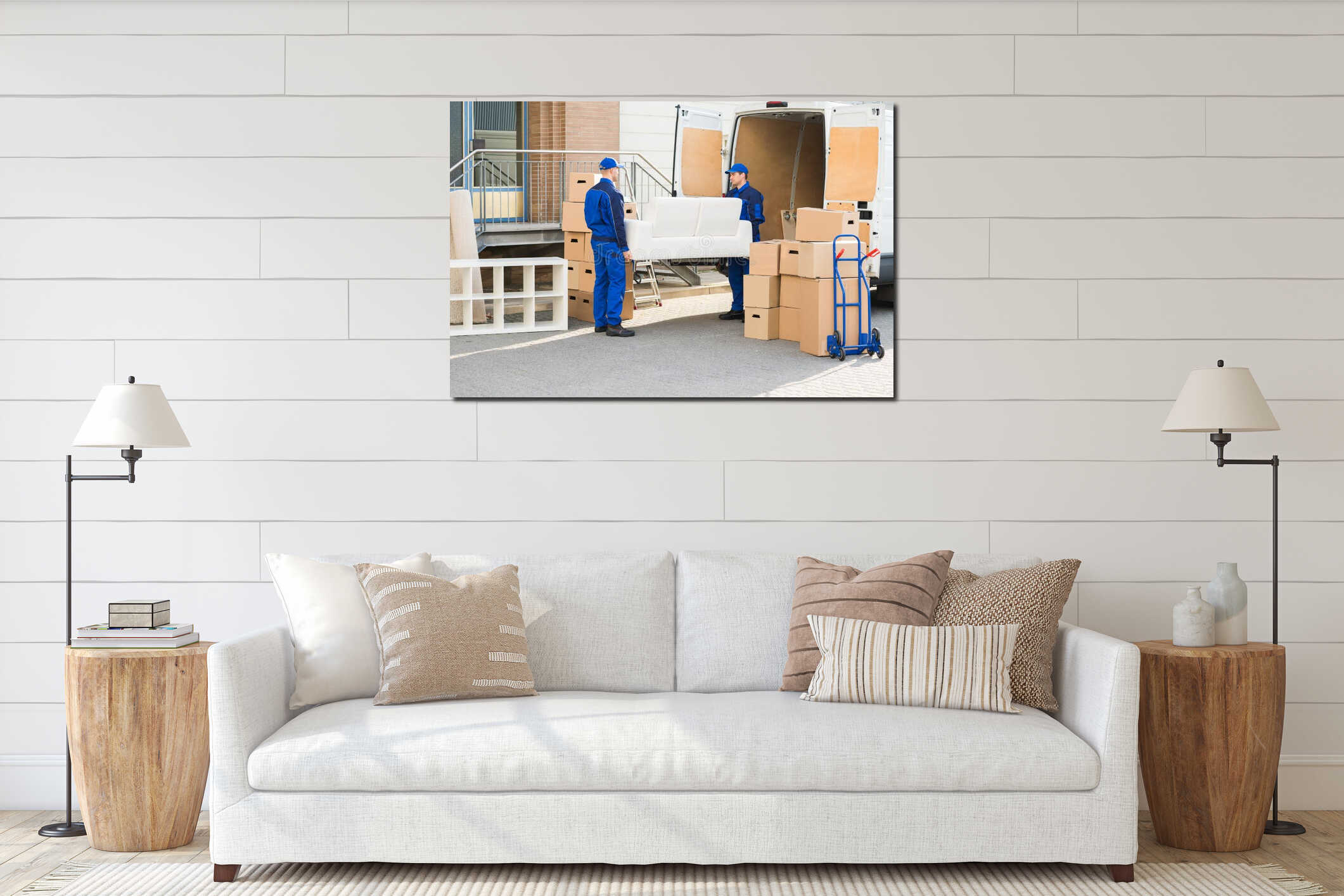 Canvas hanging interior mockup