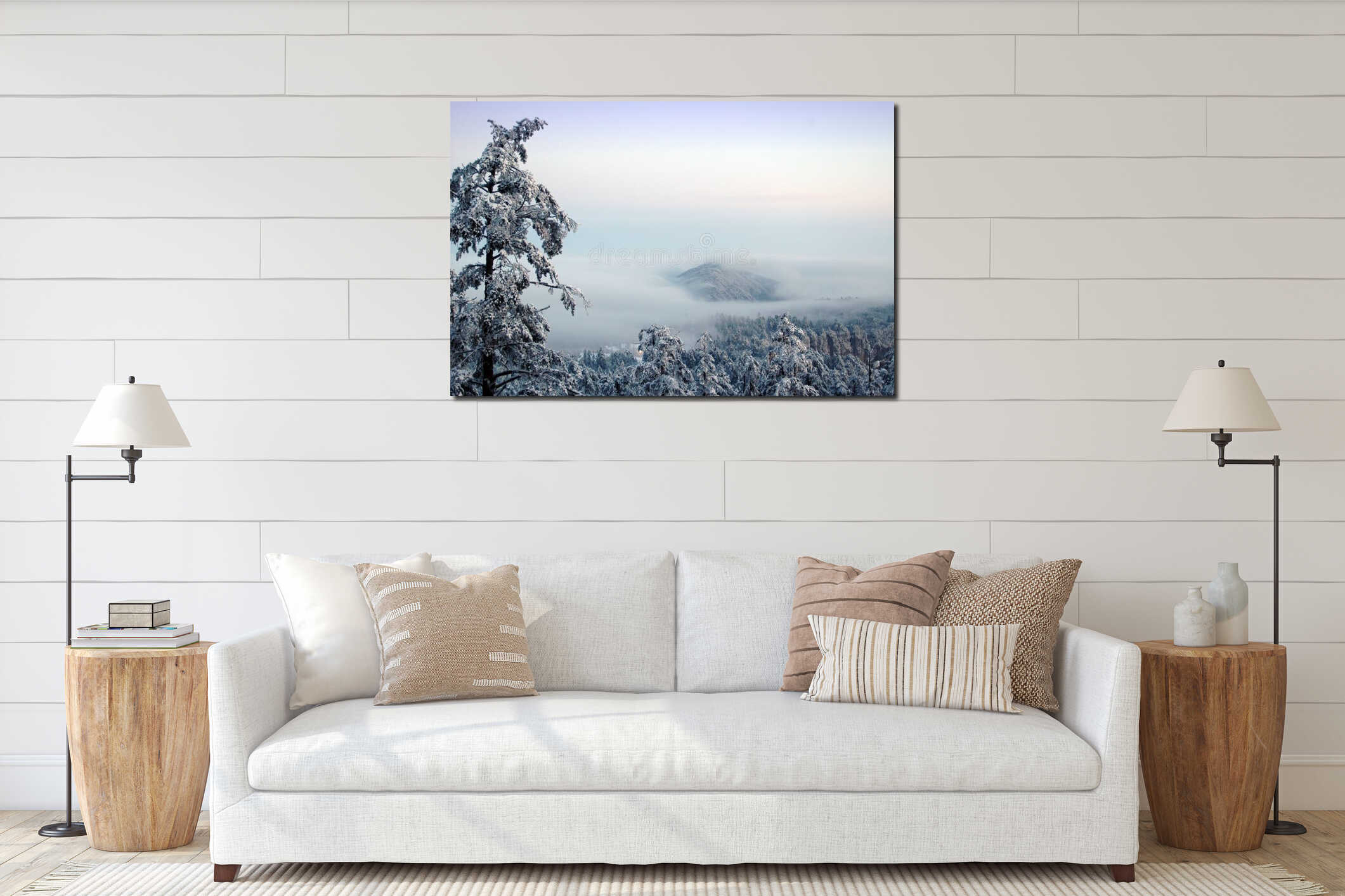 Canvas hanging interior mockup