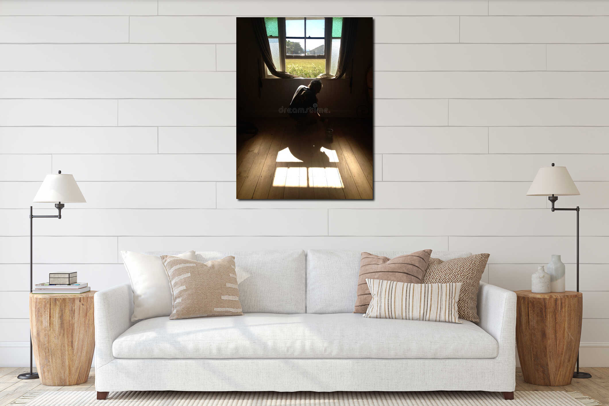 Canvas hanging interior mockup