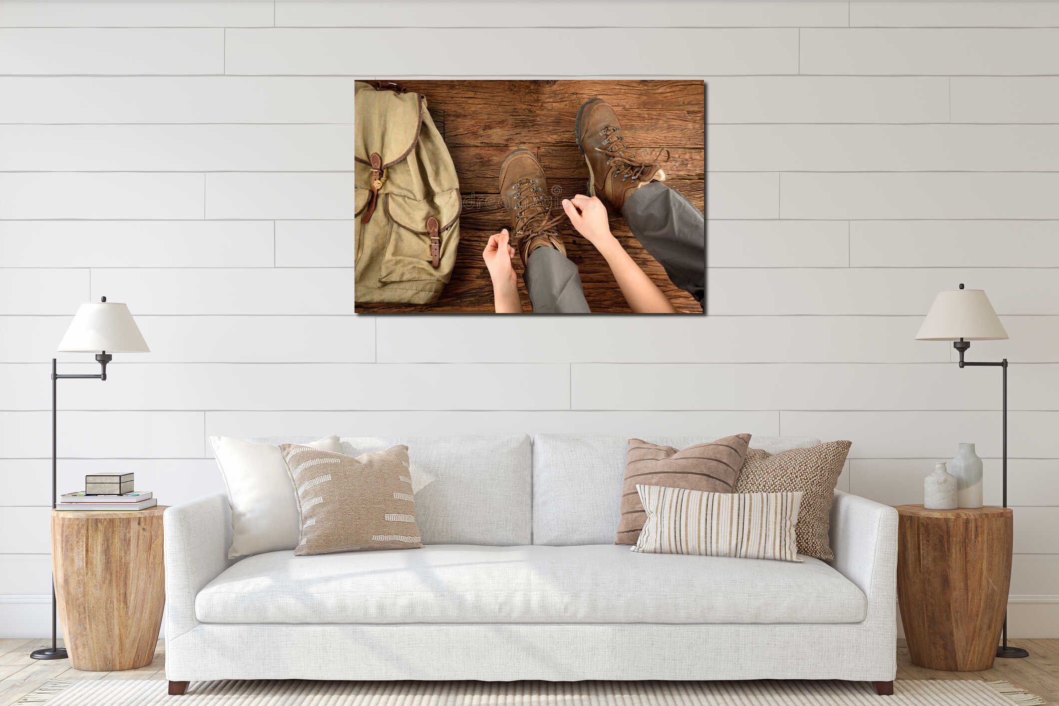Canvas hanging interior mockup